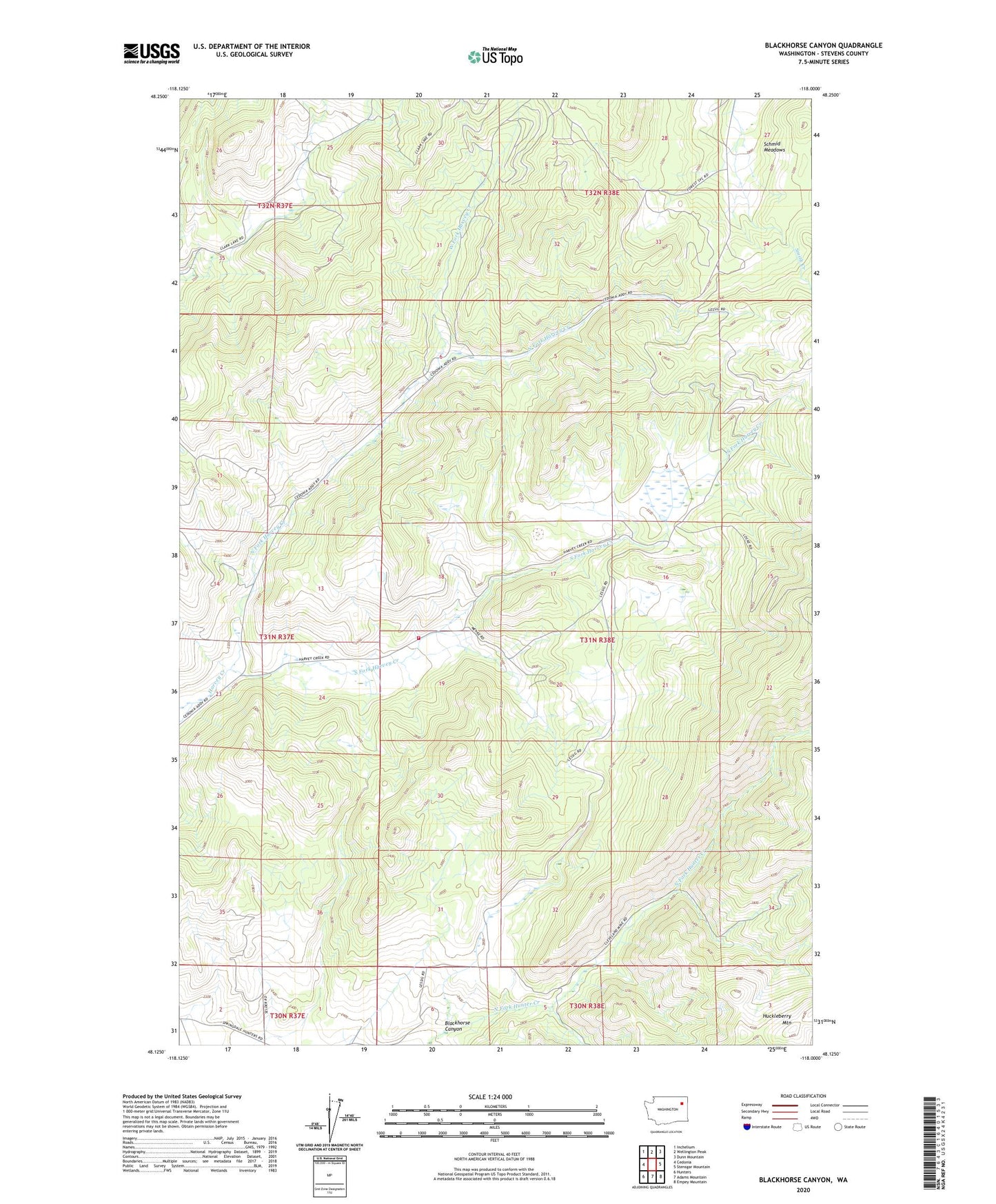 Blackhorse Canyon Washington US Topo Map Image