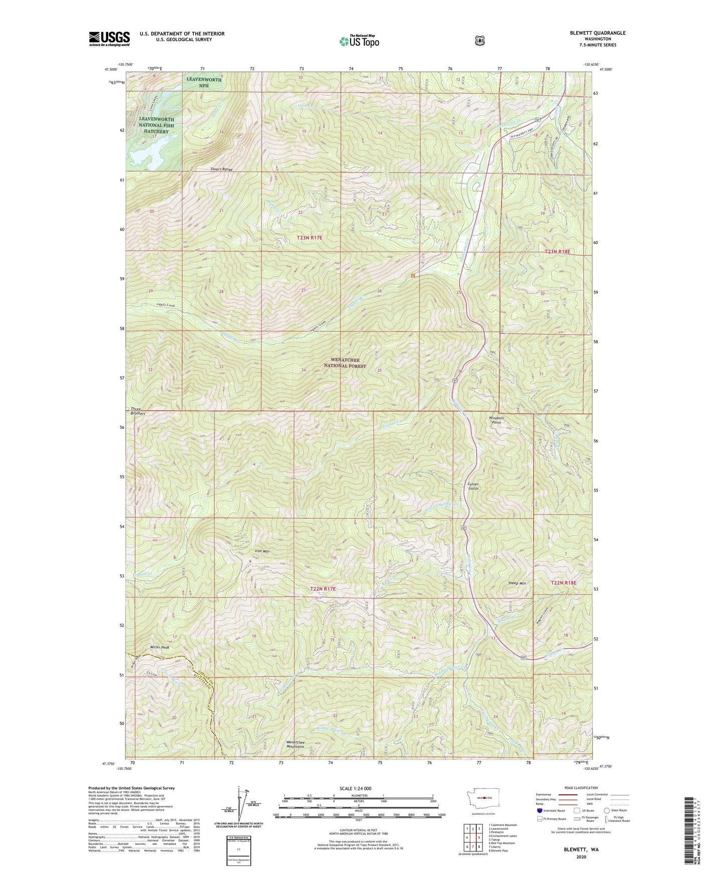 Blewett Washington US Topo Map Image
