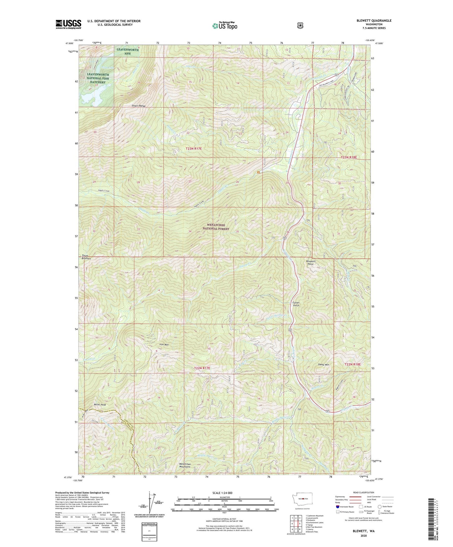 Blewett Washington US Topo Map Image