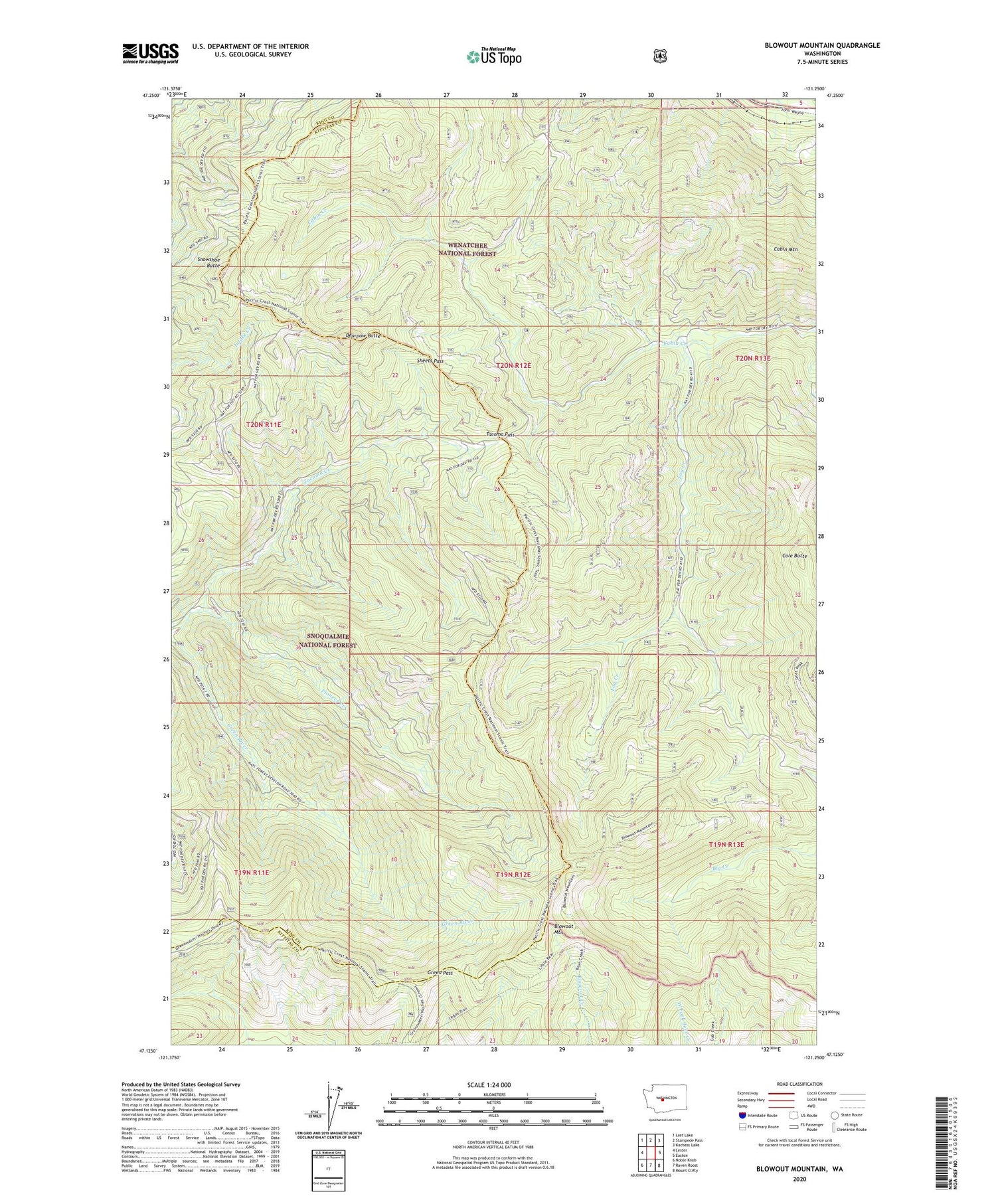 Blowout Mountain Washington US Topo Map Image