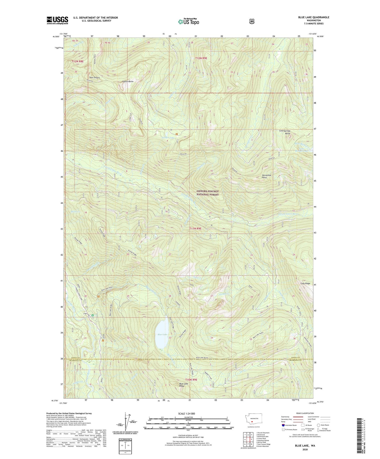Blue Lake Washington US Topo Map Image