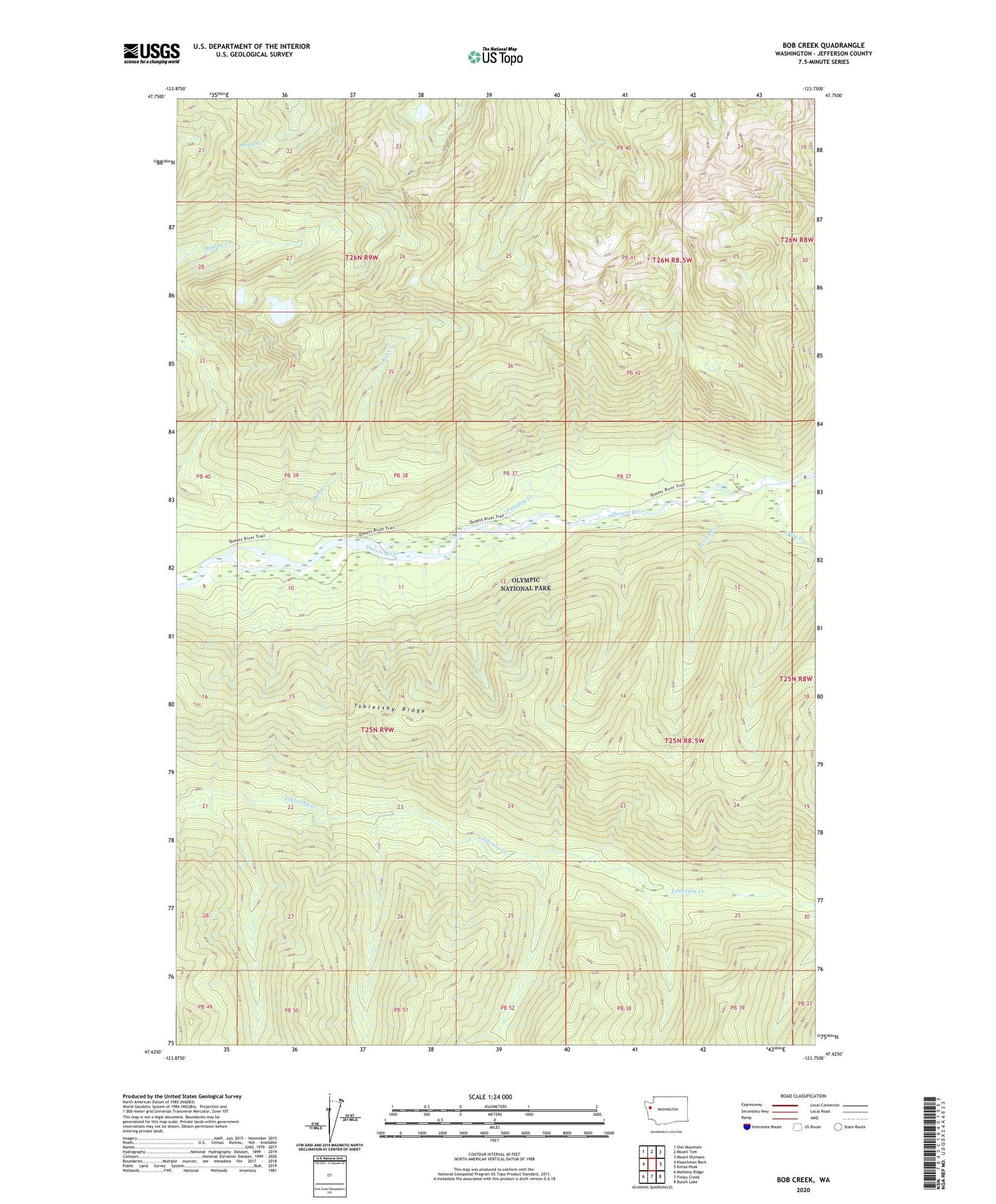 Bob Creek Washington US Topo Map Image
