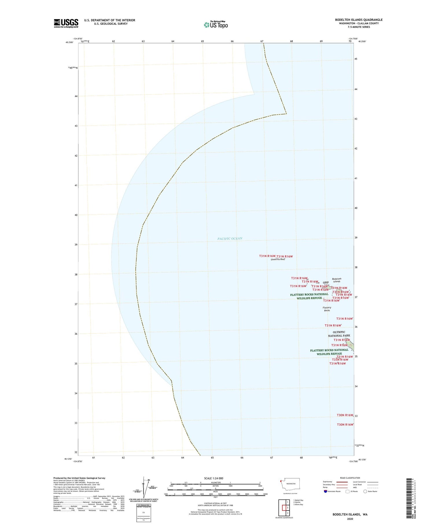 Bodelteh Islands Washington US Topo Map Image