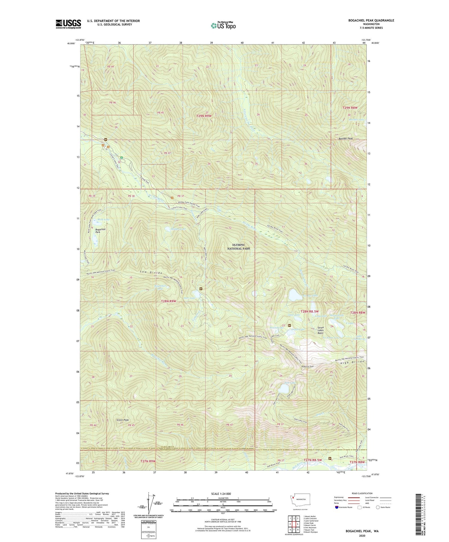 Bogachiel Peak Washington US Topo Map Image