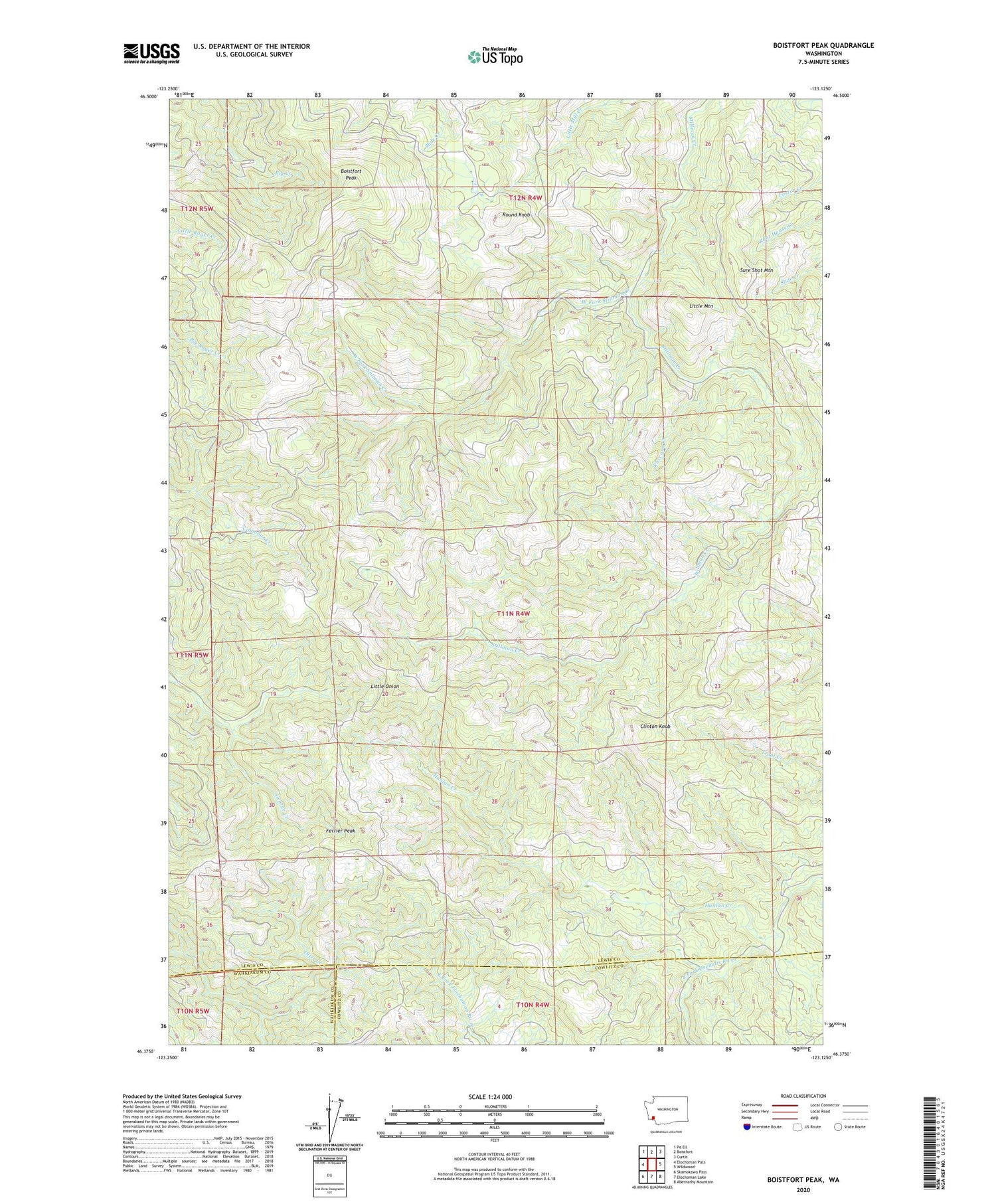 Boistfort Peak Washington US Topo Map Image