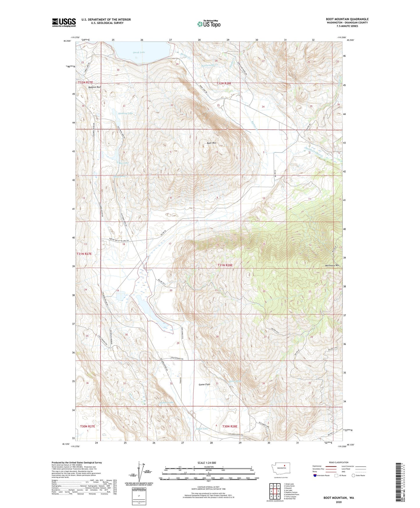 Boot Mountain Washington US Topo Map Image