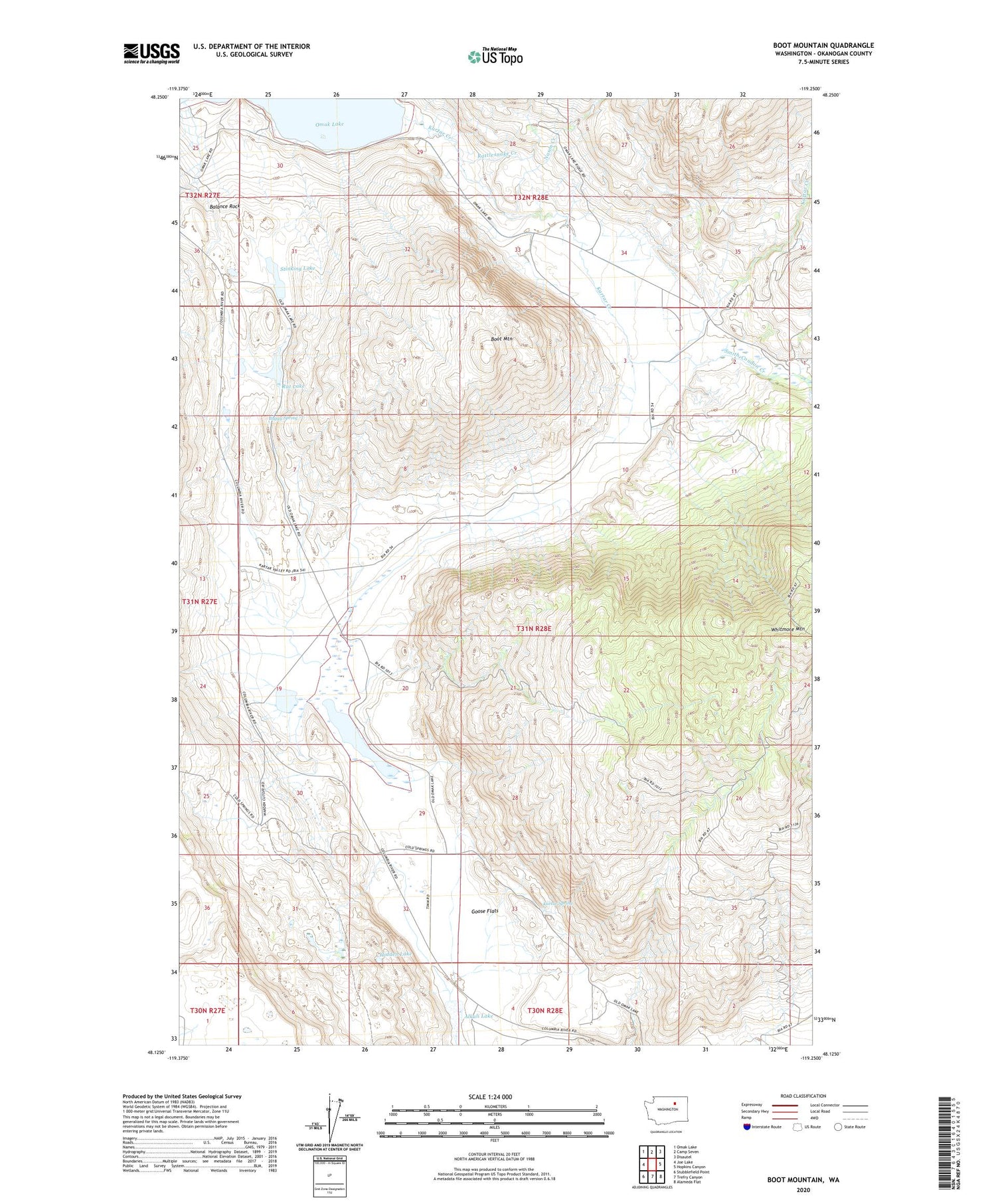 Boot Mountain Washington US Topo Map Image