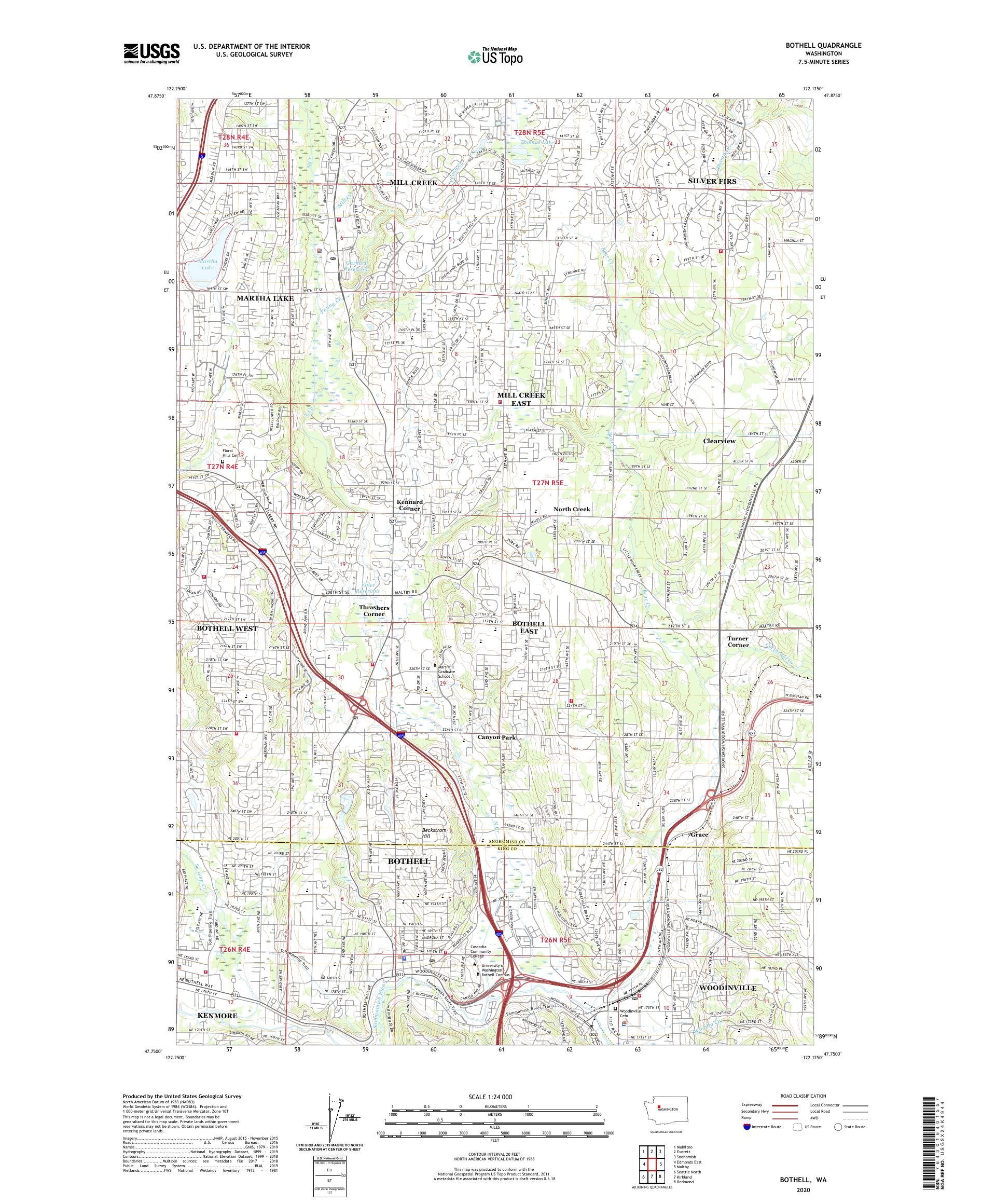Bothell Washington US Topo Map – MyTopo Map Store