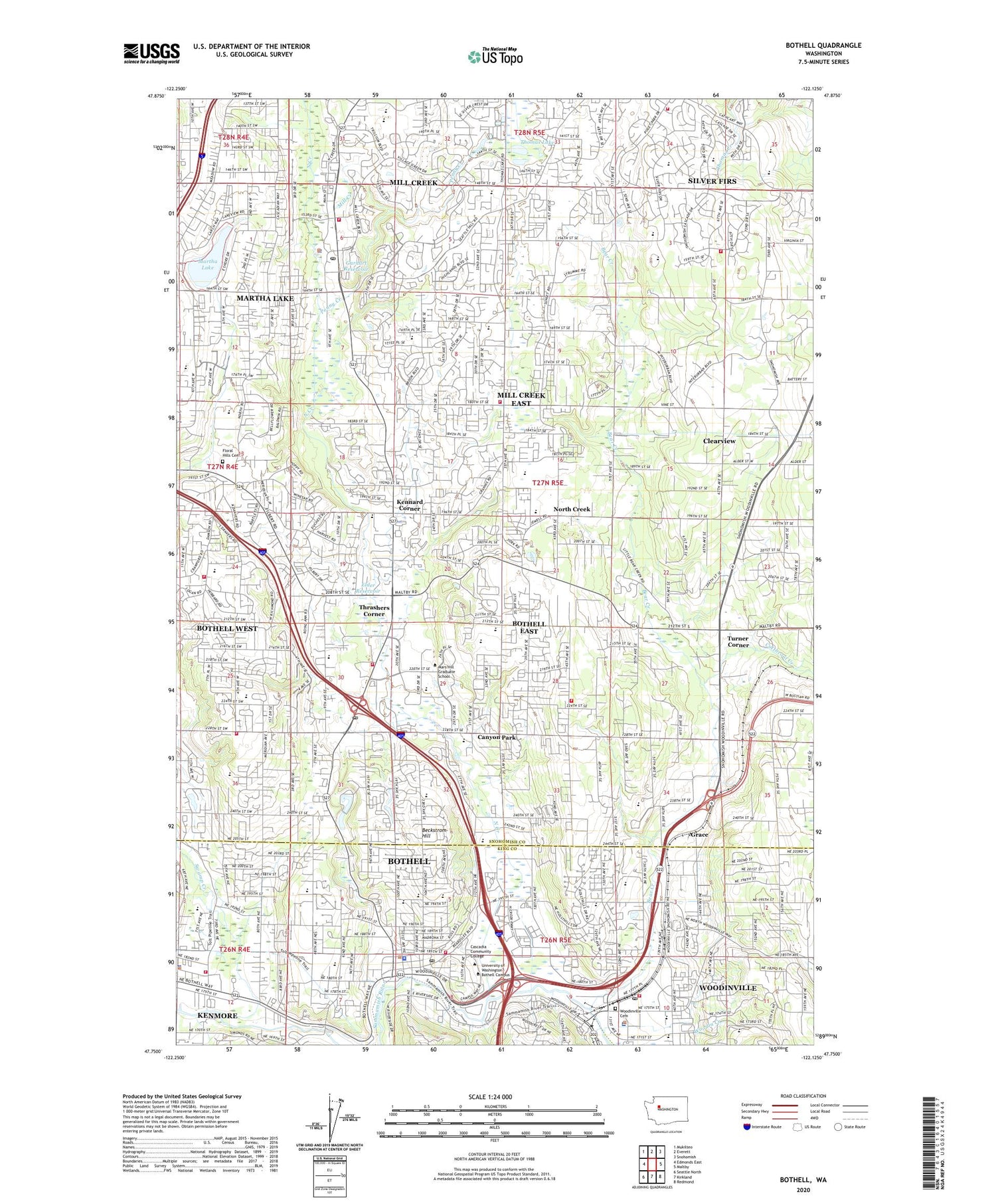 Bothell Washington US Topo Map Image