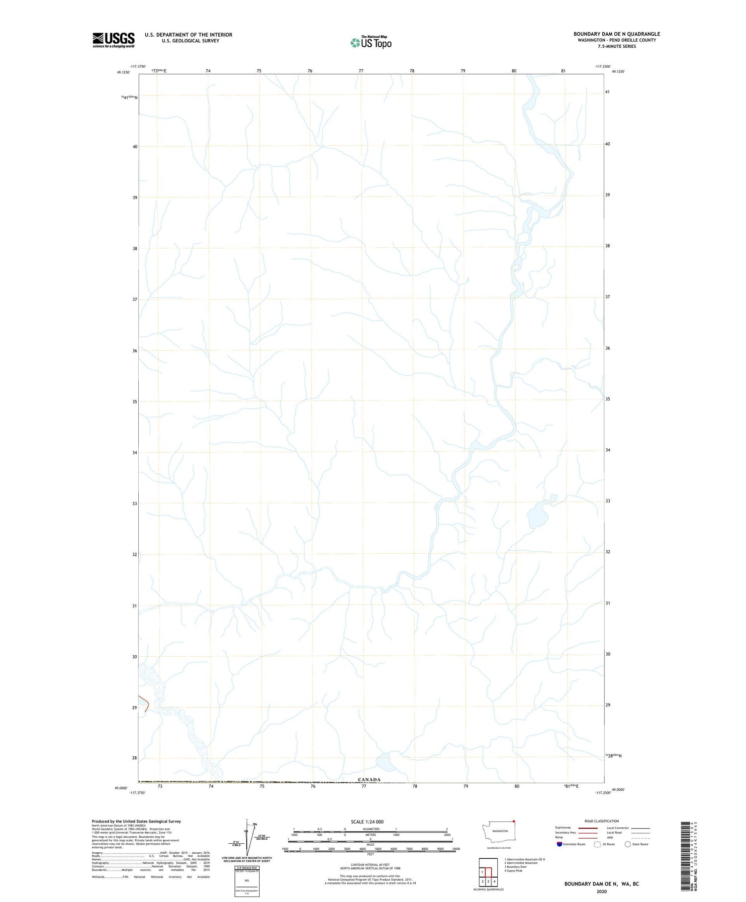 Boundary Dam OE N Washington US Topo Map Image