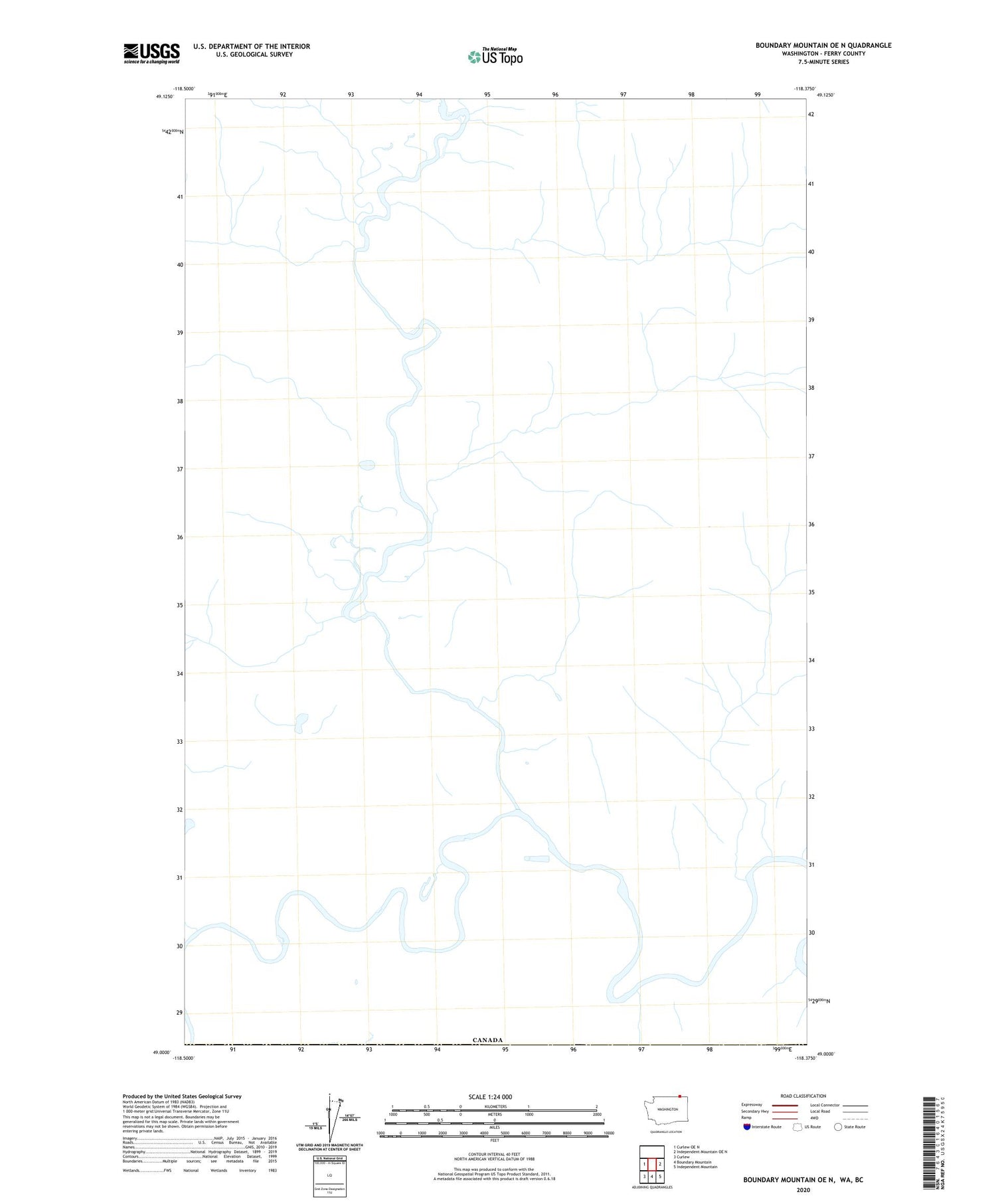Boundary Mountain OE N Washington US Topo Map Image