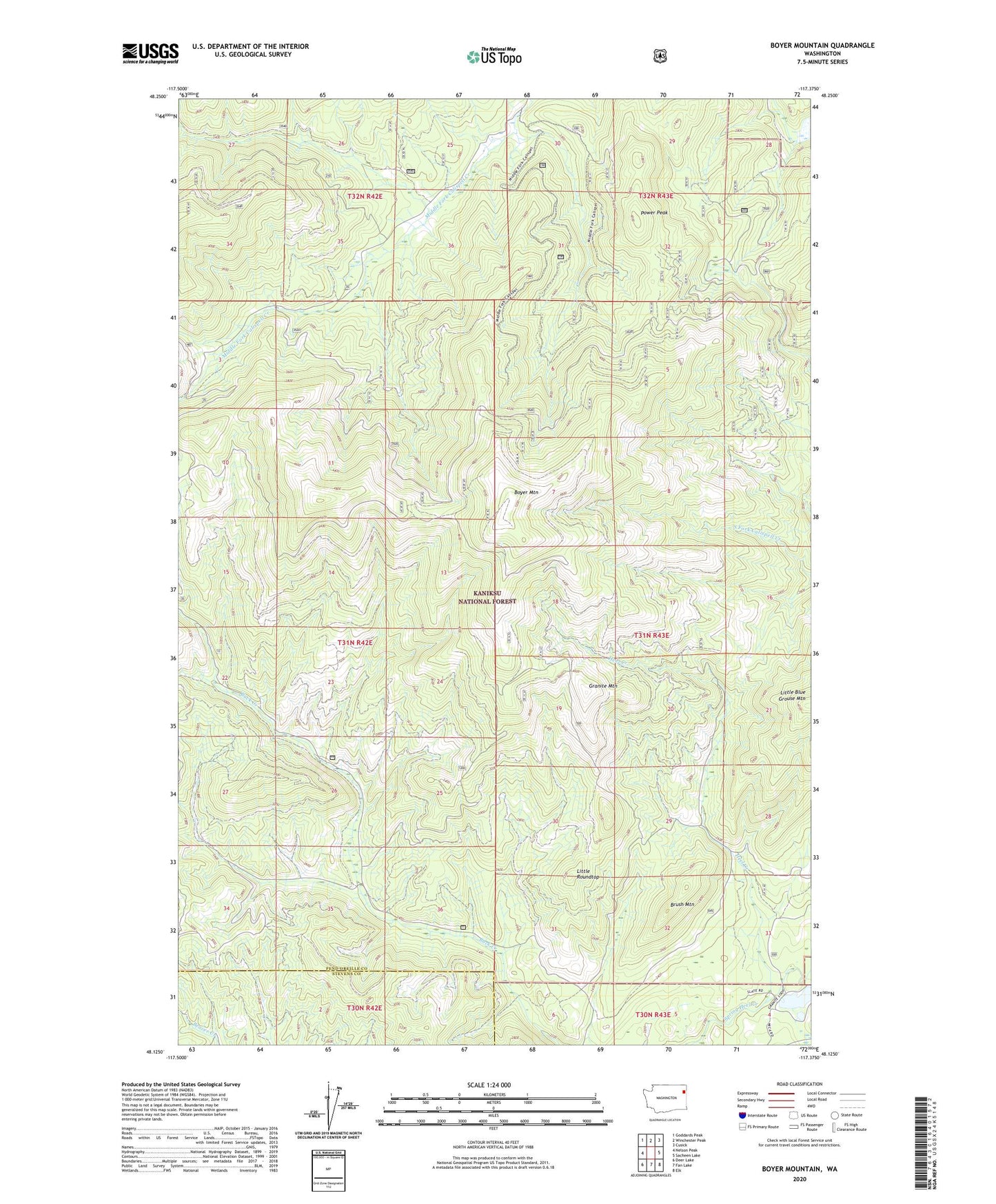 Boyer Mountain Washington US Topo Map Image