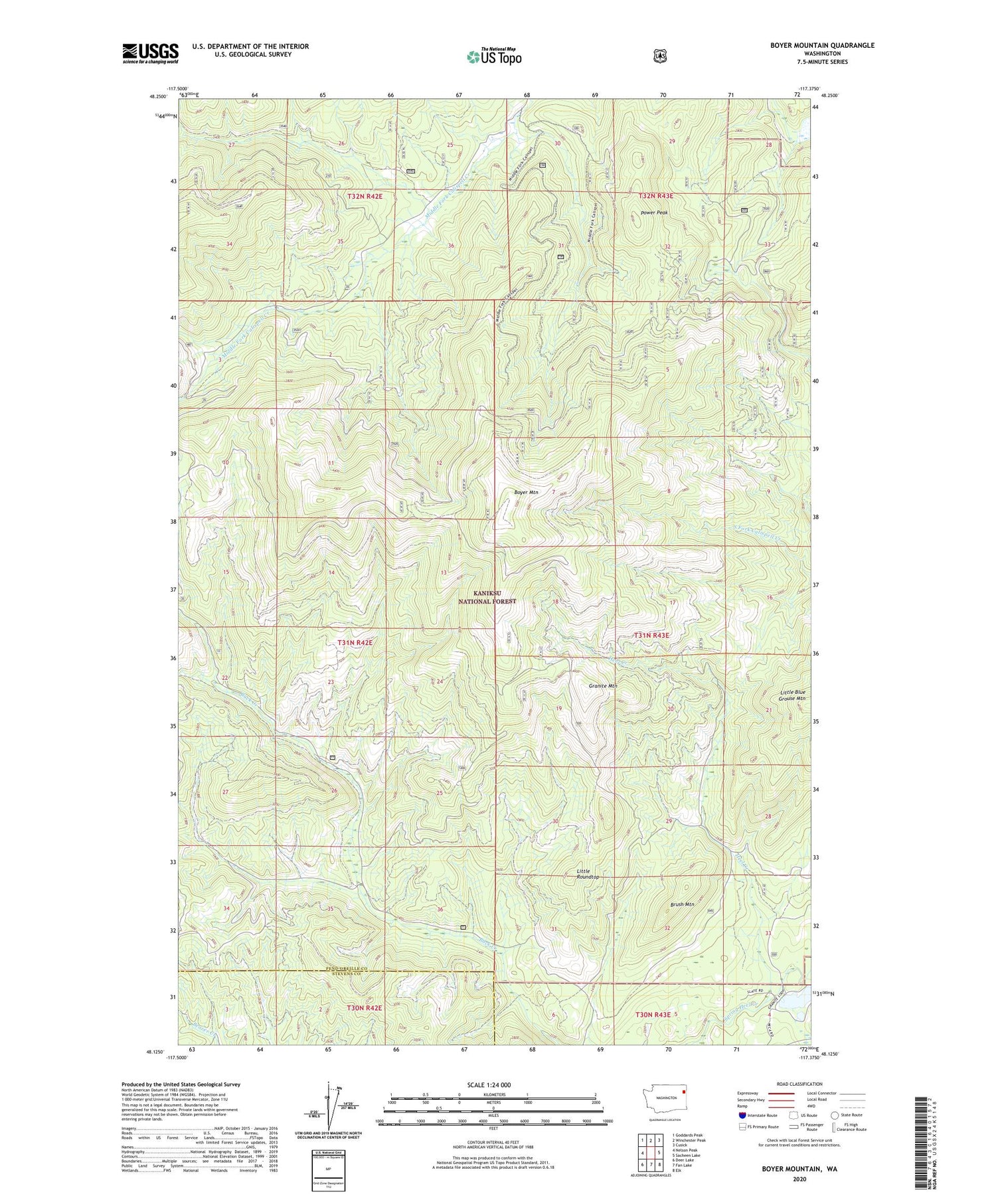Boyer Mountain Washington US Topo Map Image