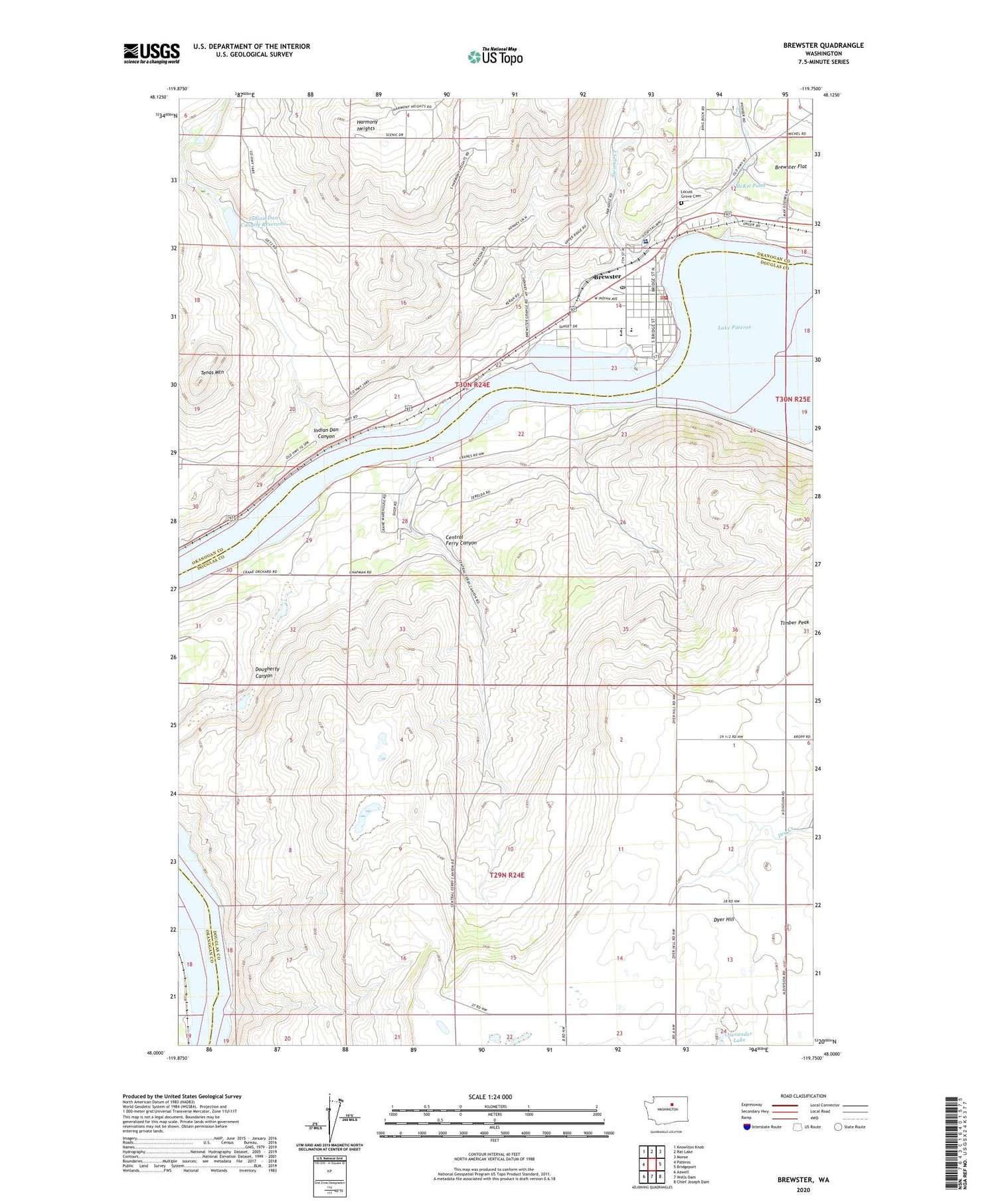 Brewster Washington US Topo Map Image