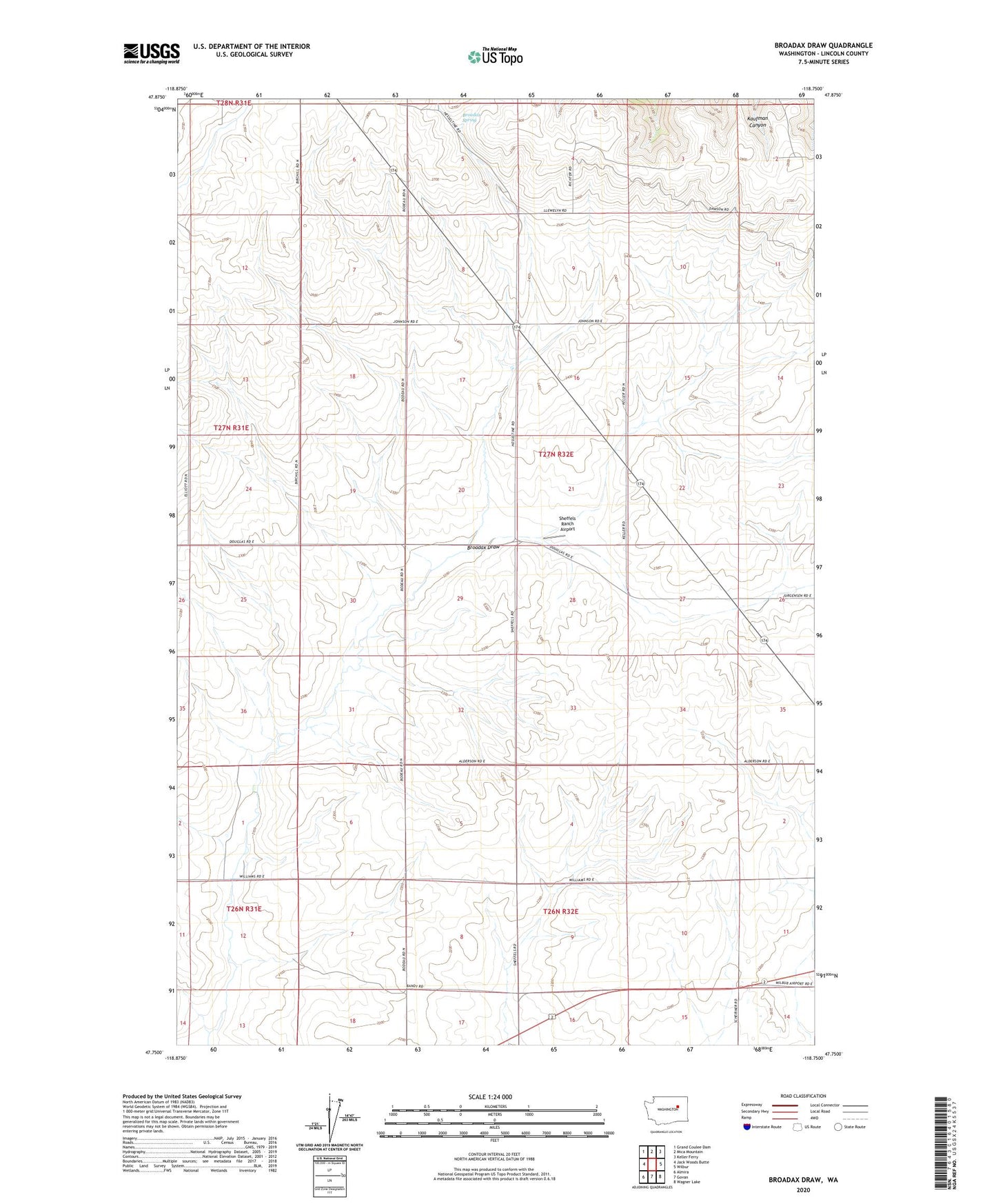 Broadax Draw Washington US Topo Map Image