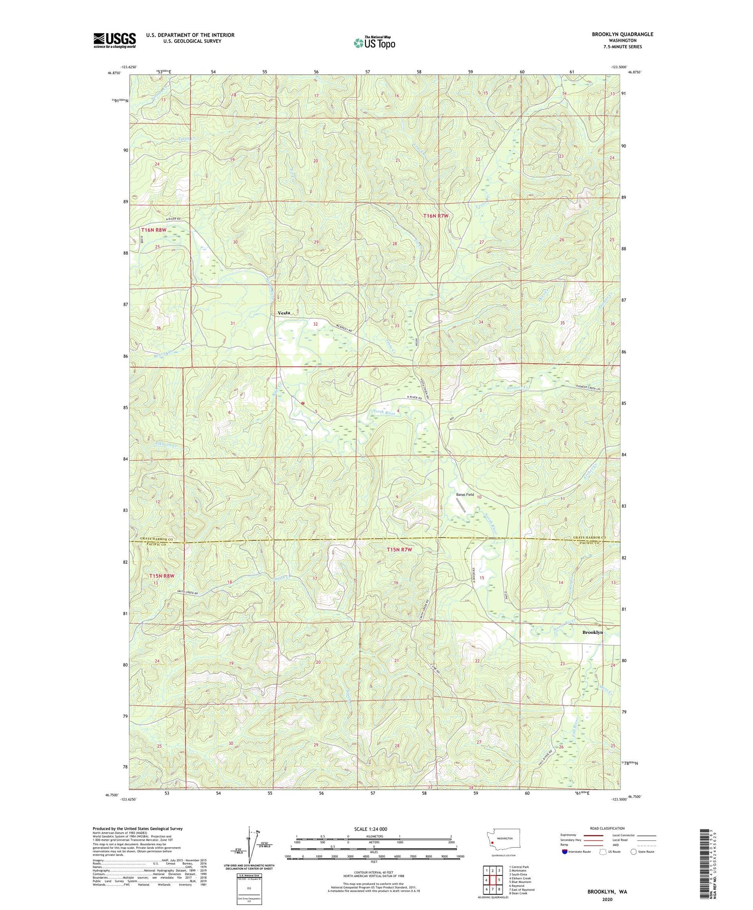 Brooklyn Washington US Topo Map Image