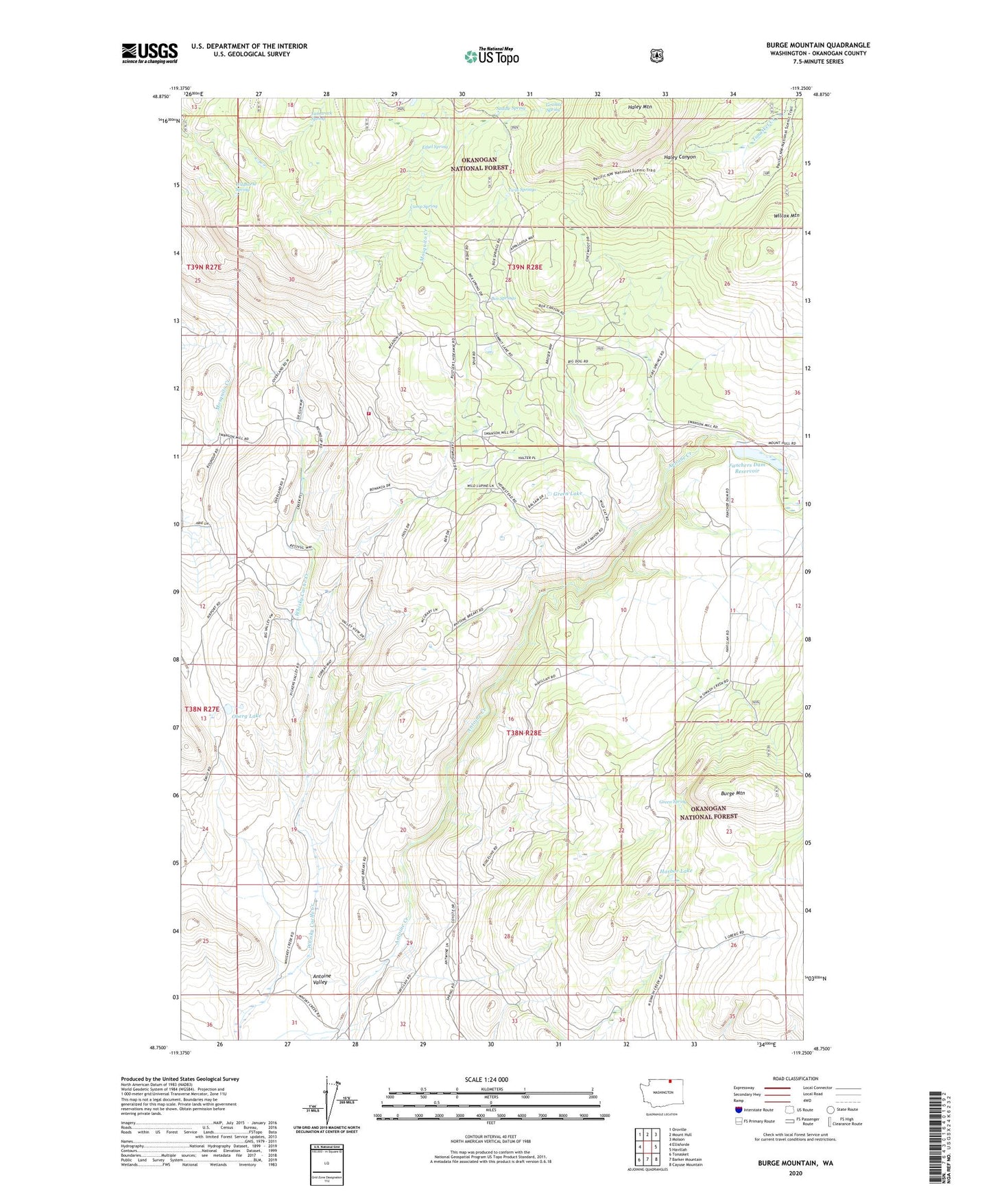 Burge Mountain Washington US Topo Map Image