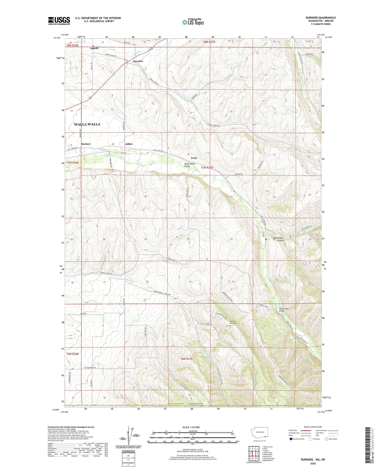 Buroker Washington US Topo Map Image