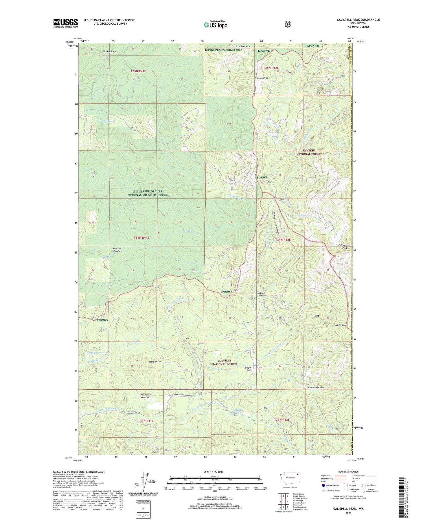 Calispell Peak Washington US Topo Map Image