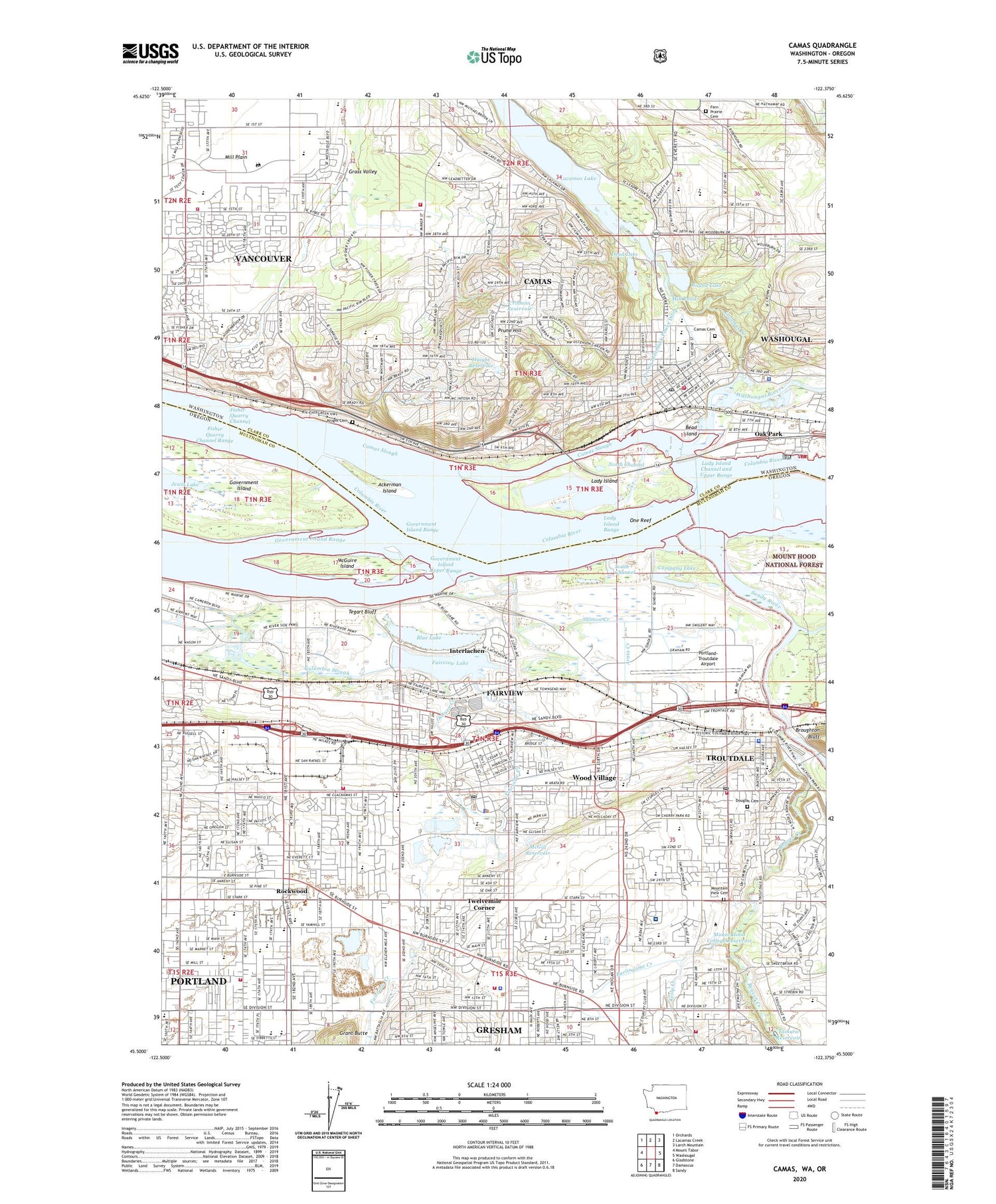 Camas Washington US Topo Map Image