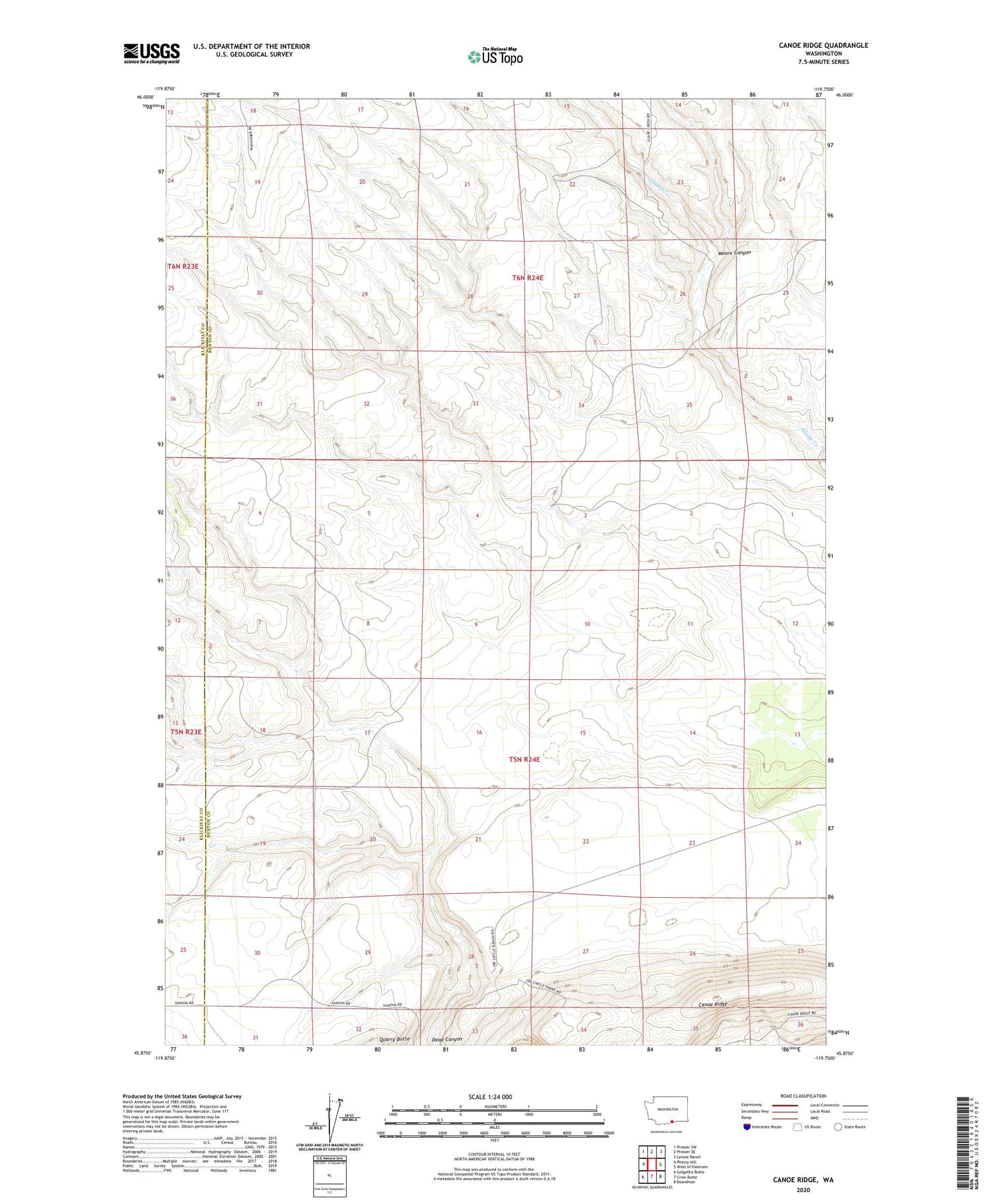 Canoe Ridge Washington US Topo Map Image