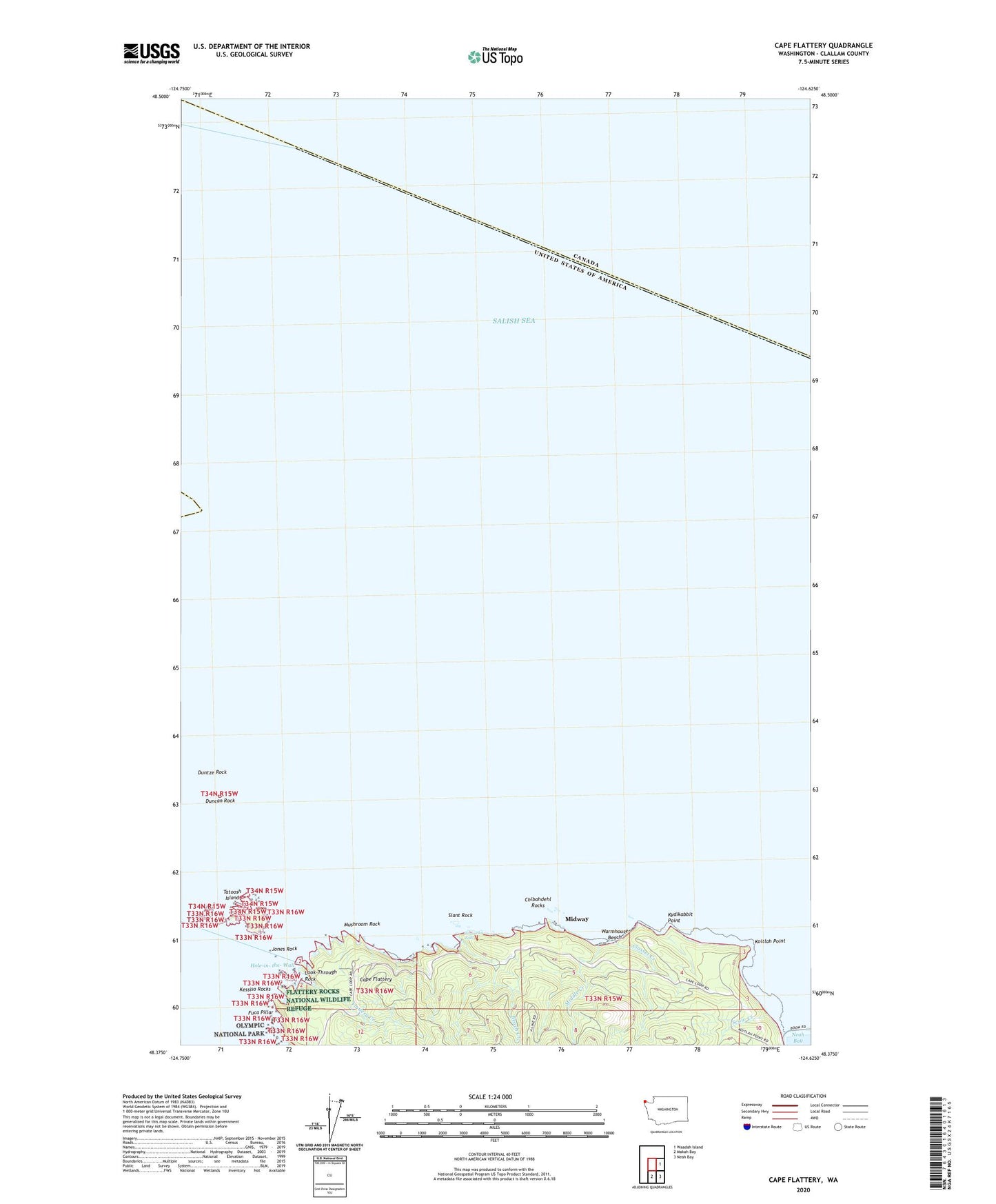 Cape Flattery Washington US Topo Map Image