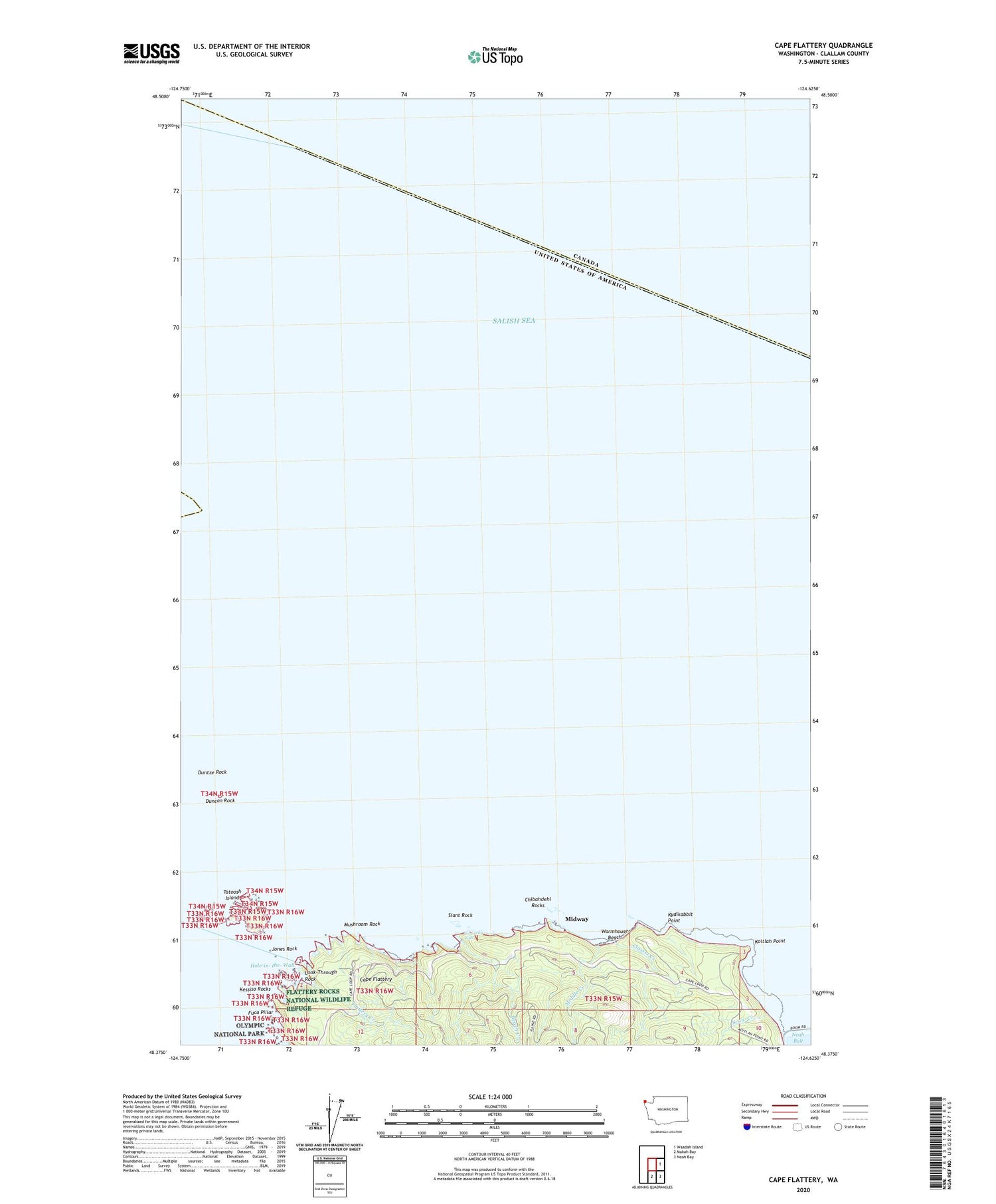 Cape Flattery Washington US Topo Map Image