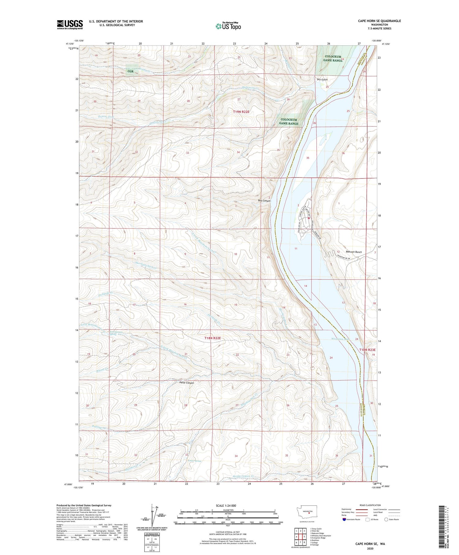 Cape Horn SE Washington US Topo Map Image