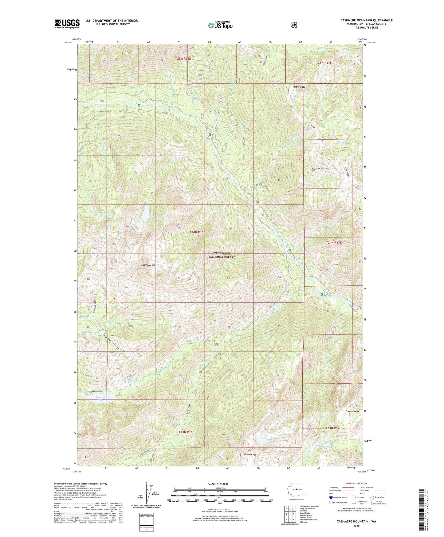 Cashmere Mountain Washington US Topo Map Image
