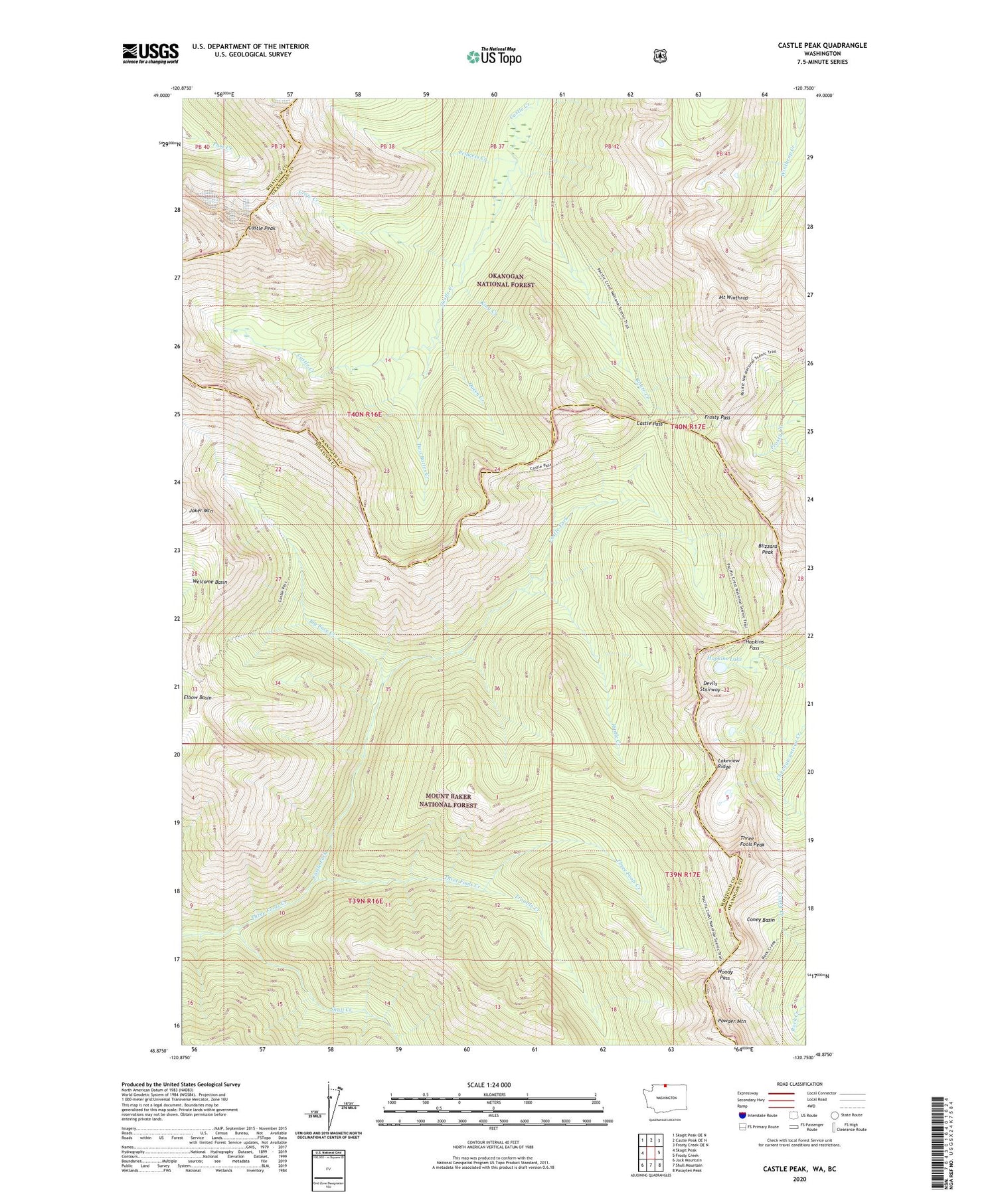Castle Peak Washington US Topo Map Image