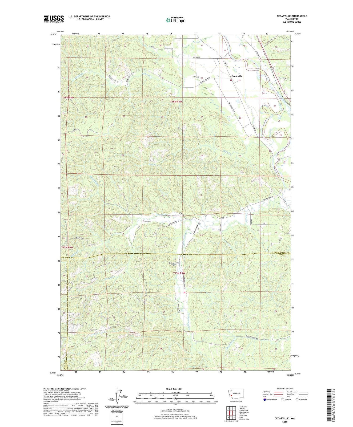 Cedarville Washington US Topo Map Image