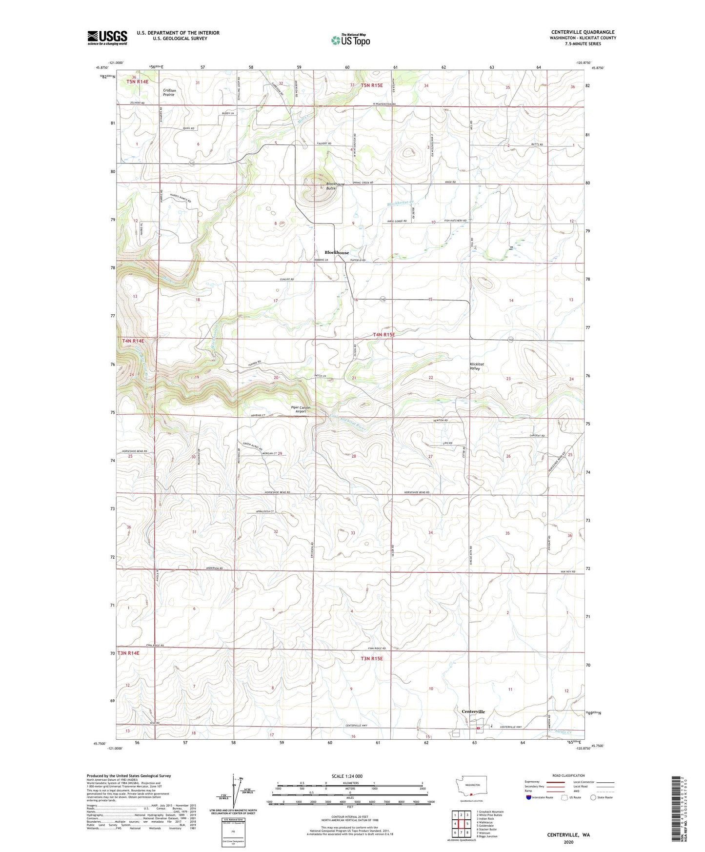 Centerville Washington US Topo Map Image