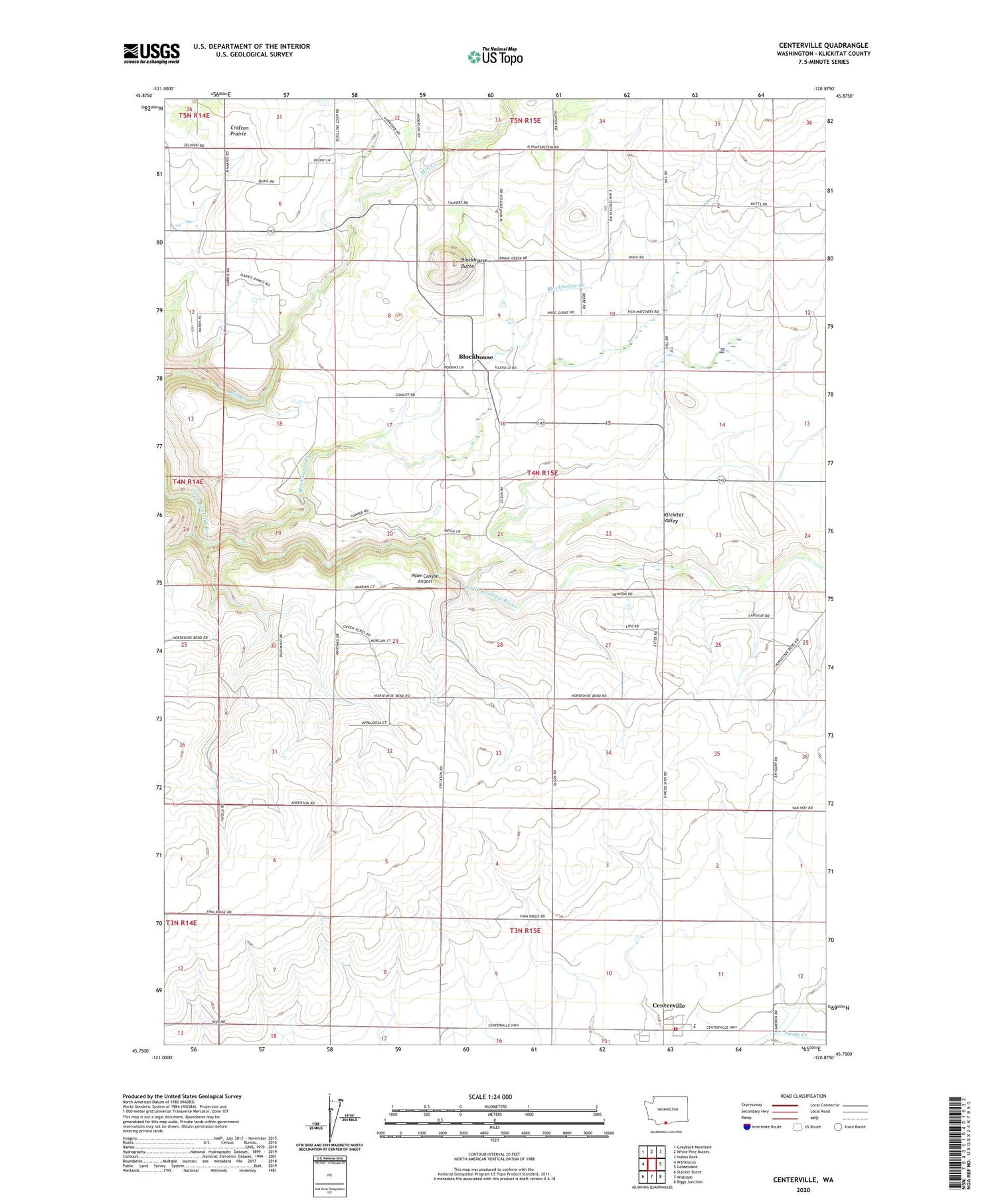 Centerville Washington US Topo Map Image