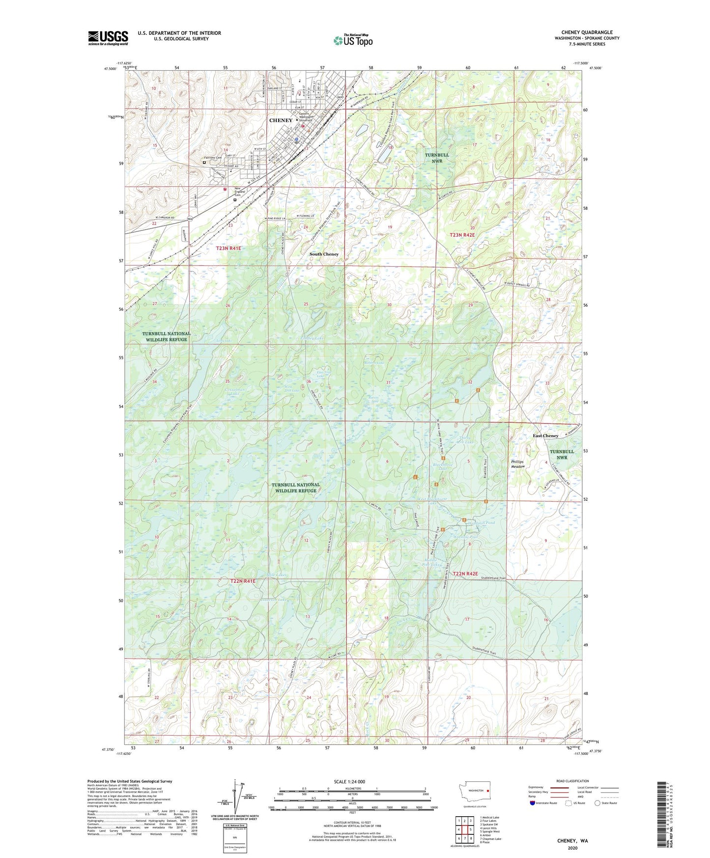 Cheney Washington US Topo Map Image