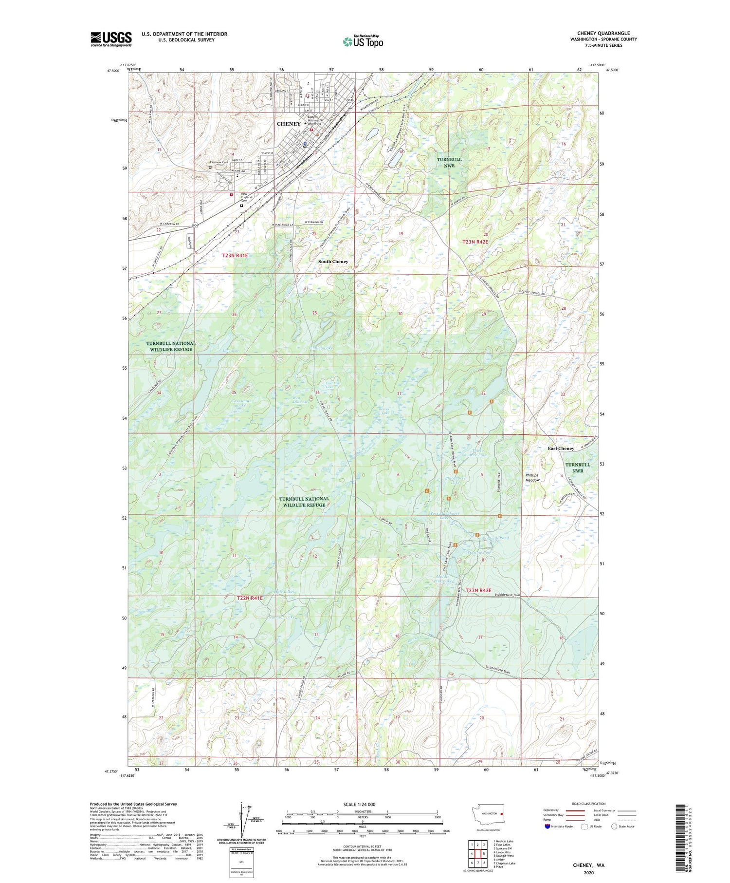 Cheney Washington US Topo Map Image
