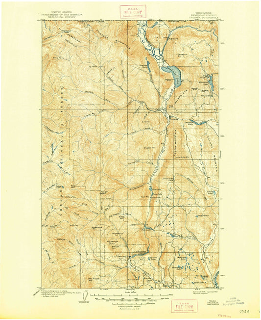 Historic 1906 Chopaka Washington 30'x30' Topo Map Image