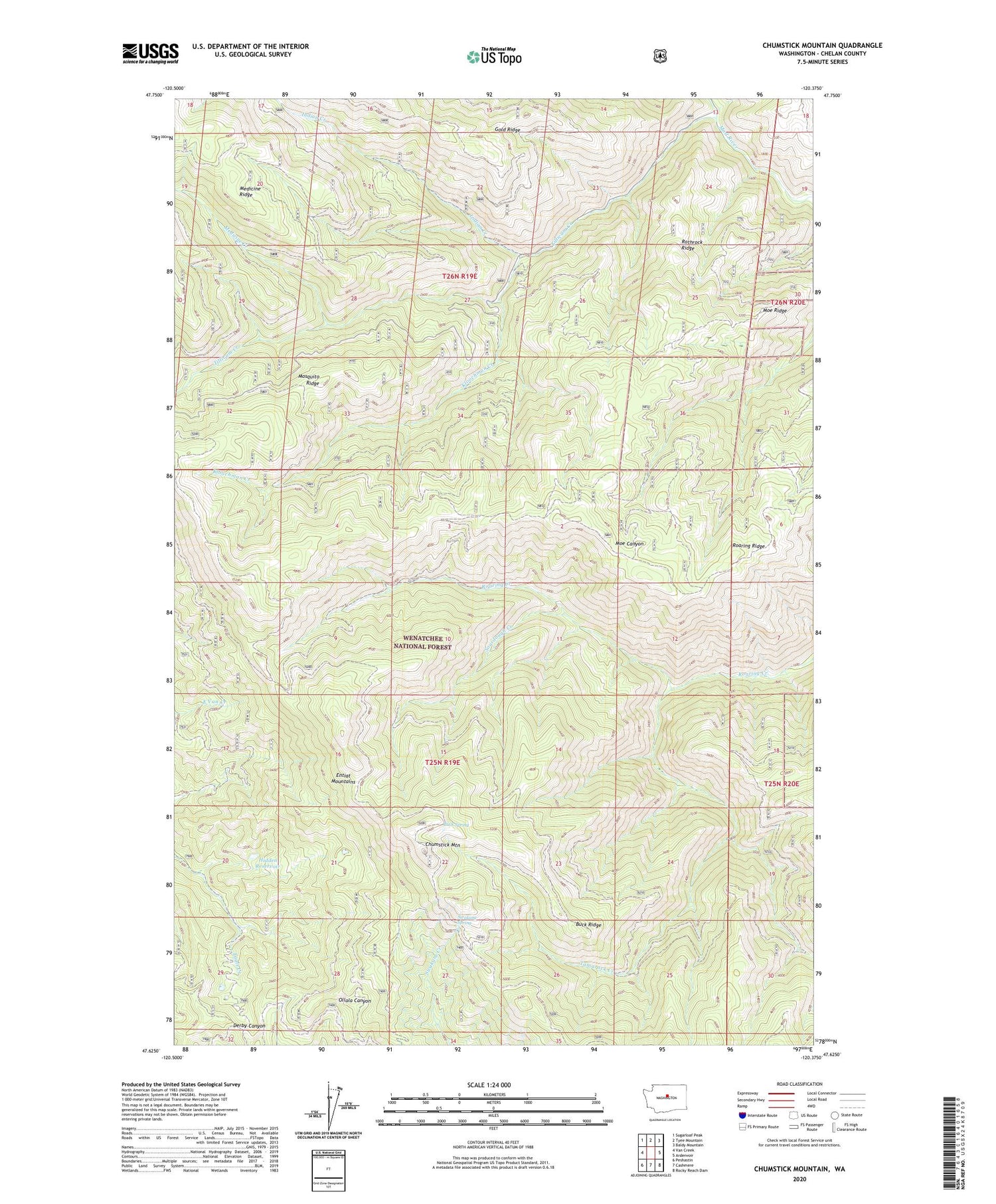 Chumstick Mountain Washington US Topo Map Image