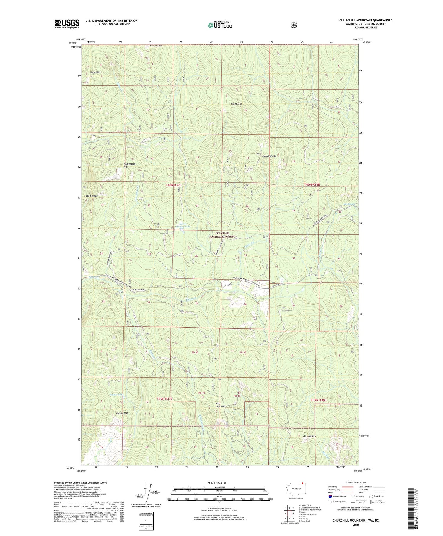 Churchill Mountain Washington US Topo Map Image