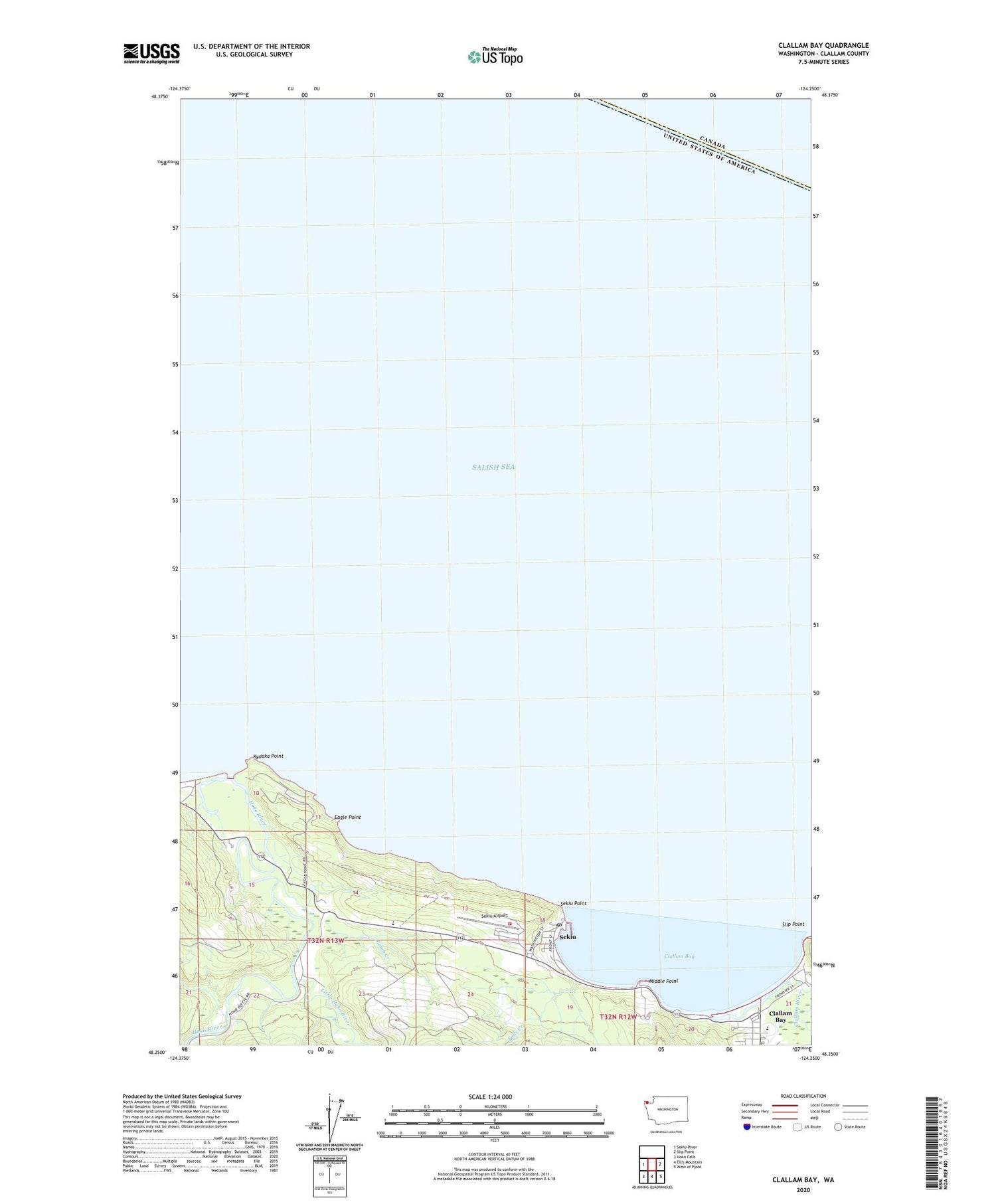 Clallam Bay Washington US Topo Map Image