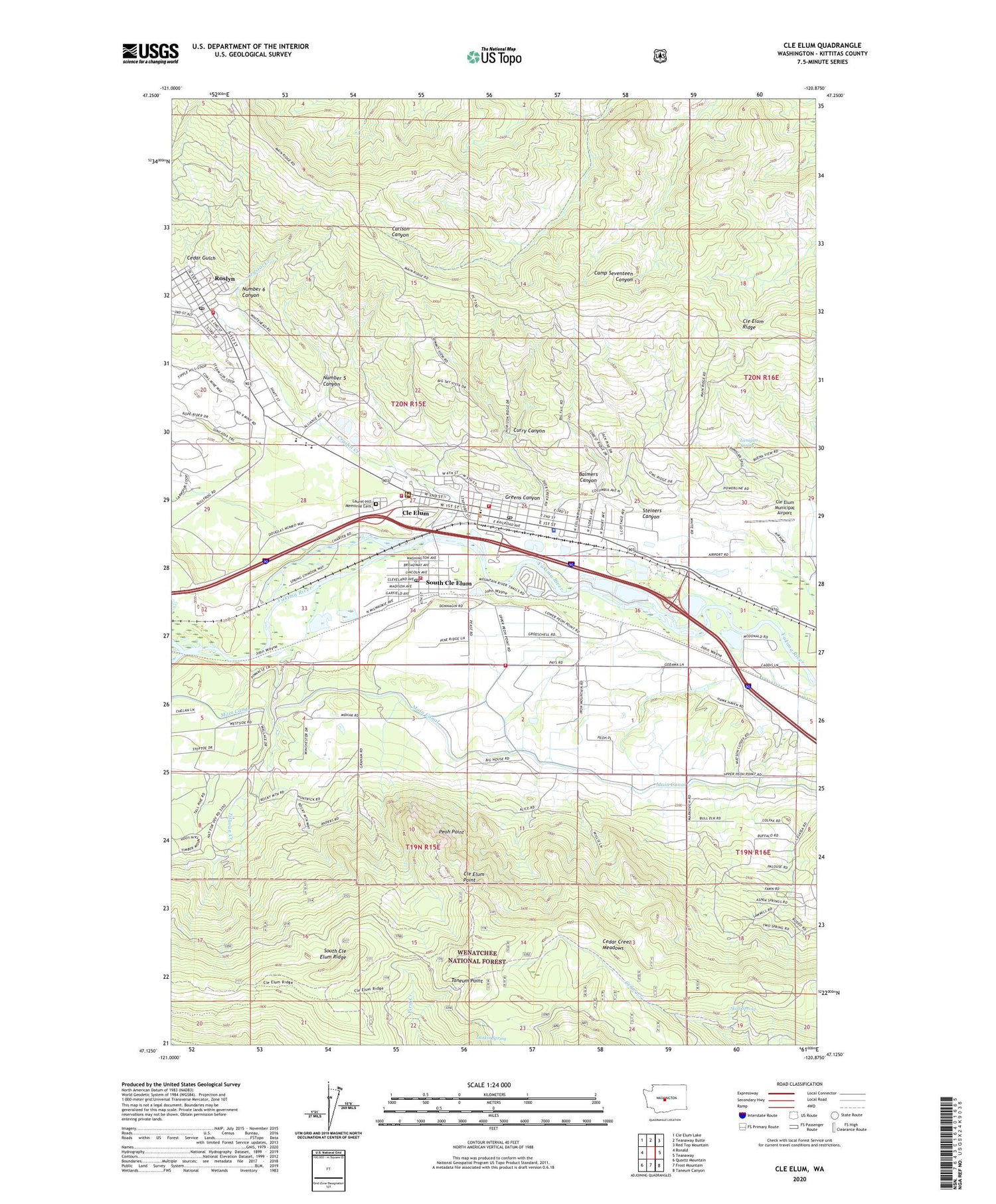 Cle Elum Washington US Topo Map Image
