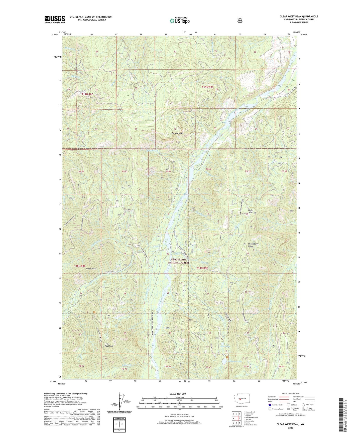 Clear West Peak Washington US Topo Map Image
