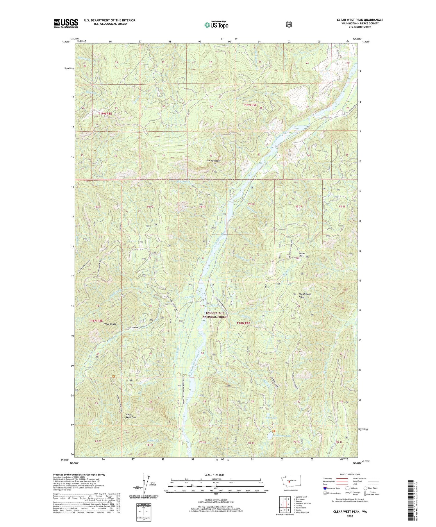 Clear West Peak Washington US Topo Map Image