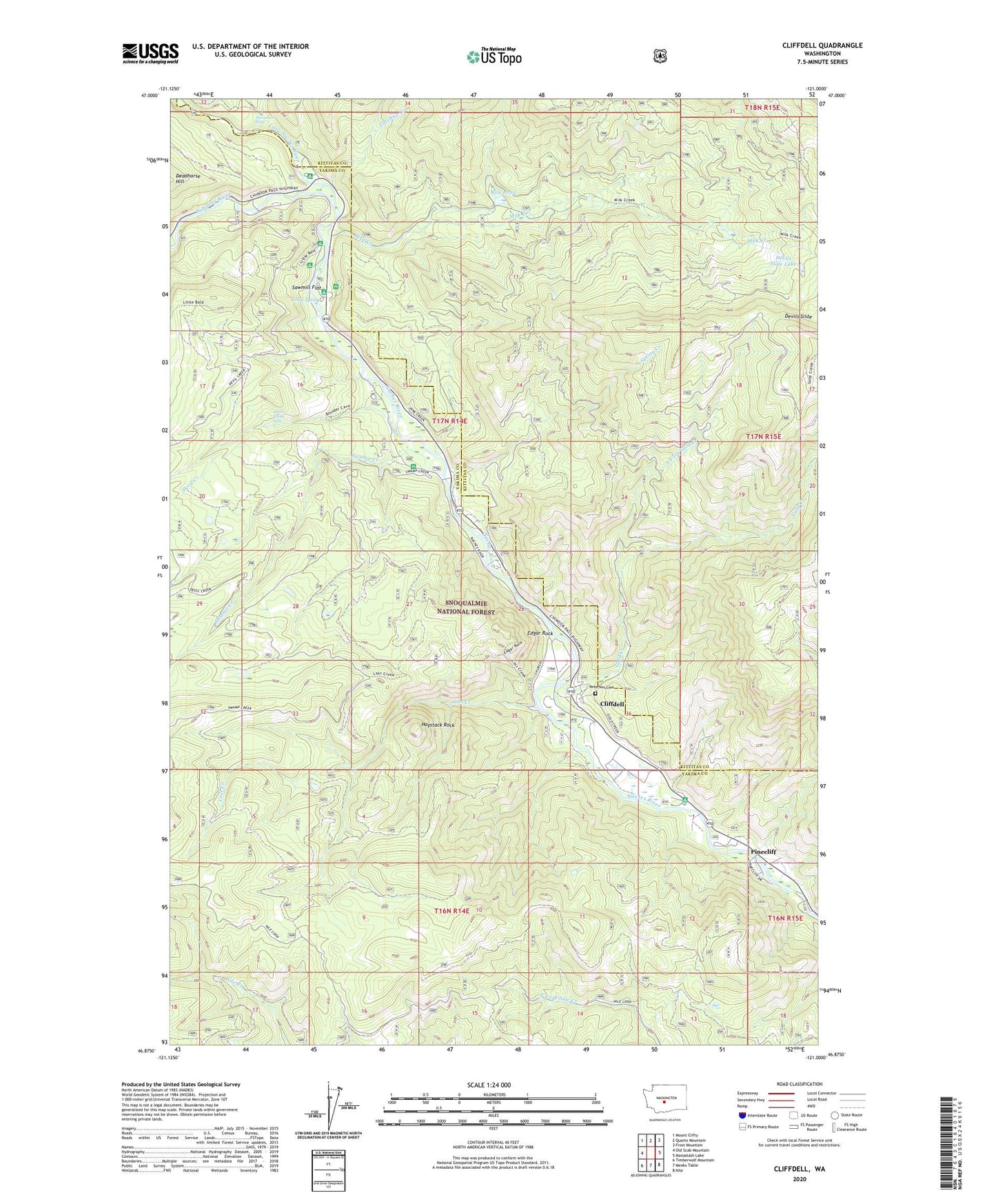 Cliffdell Washington US Topo Map Image