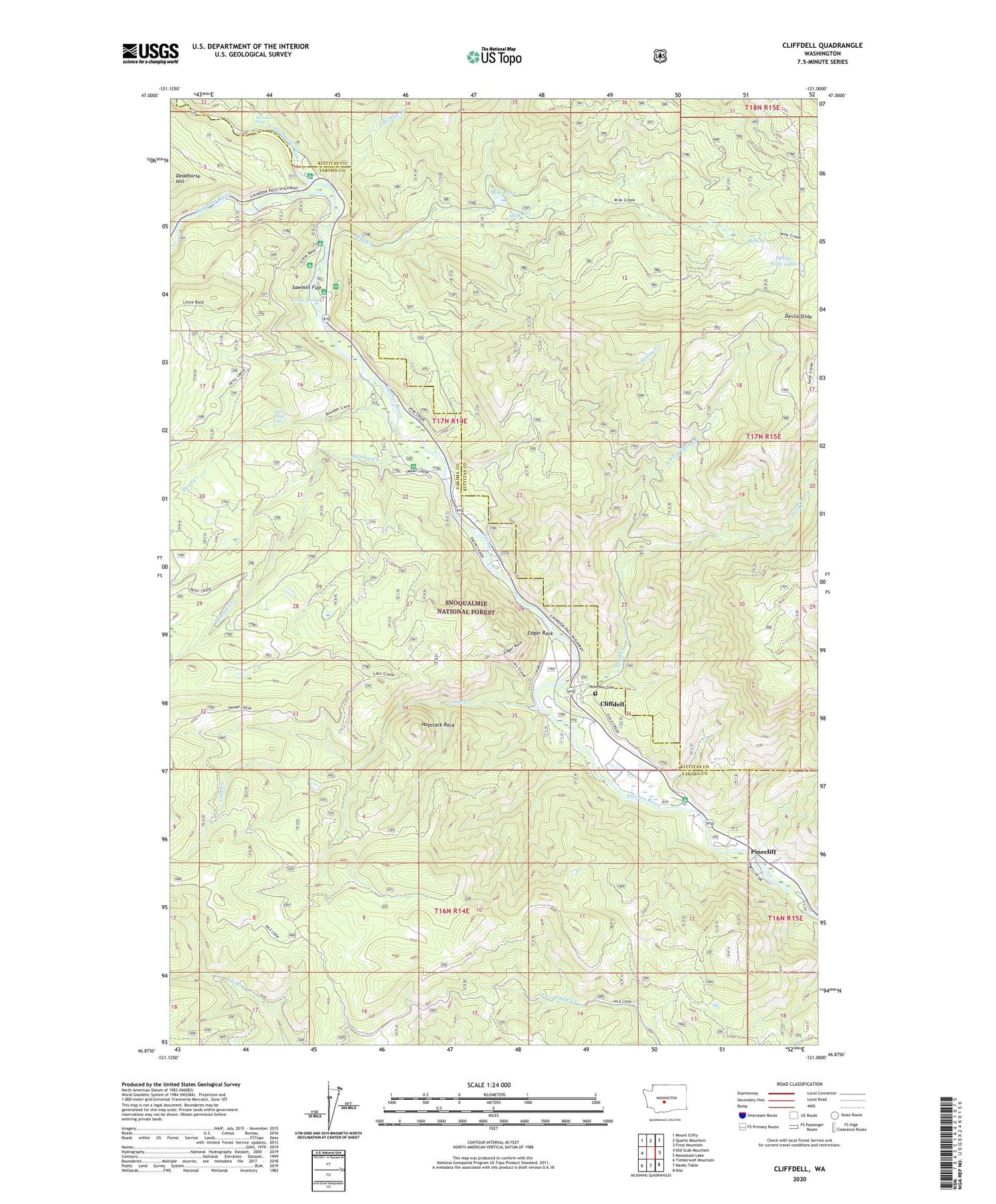 Cliffdell Washington US Topo Map Image