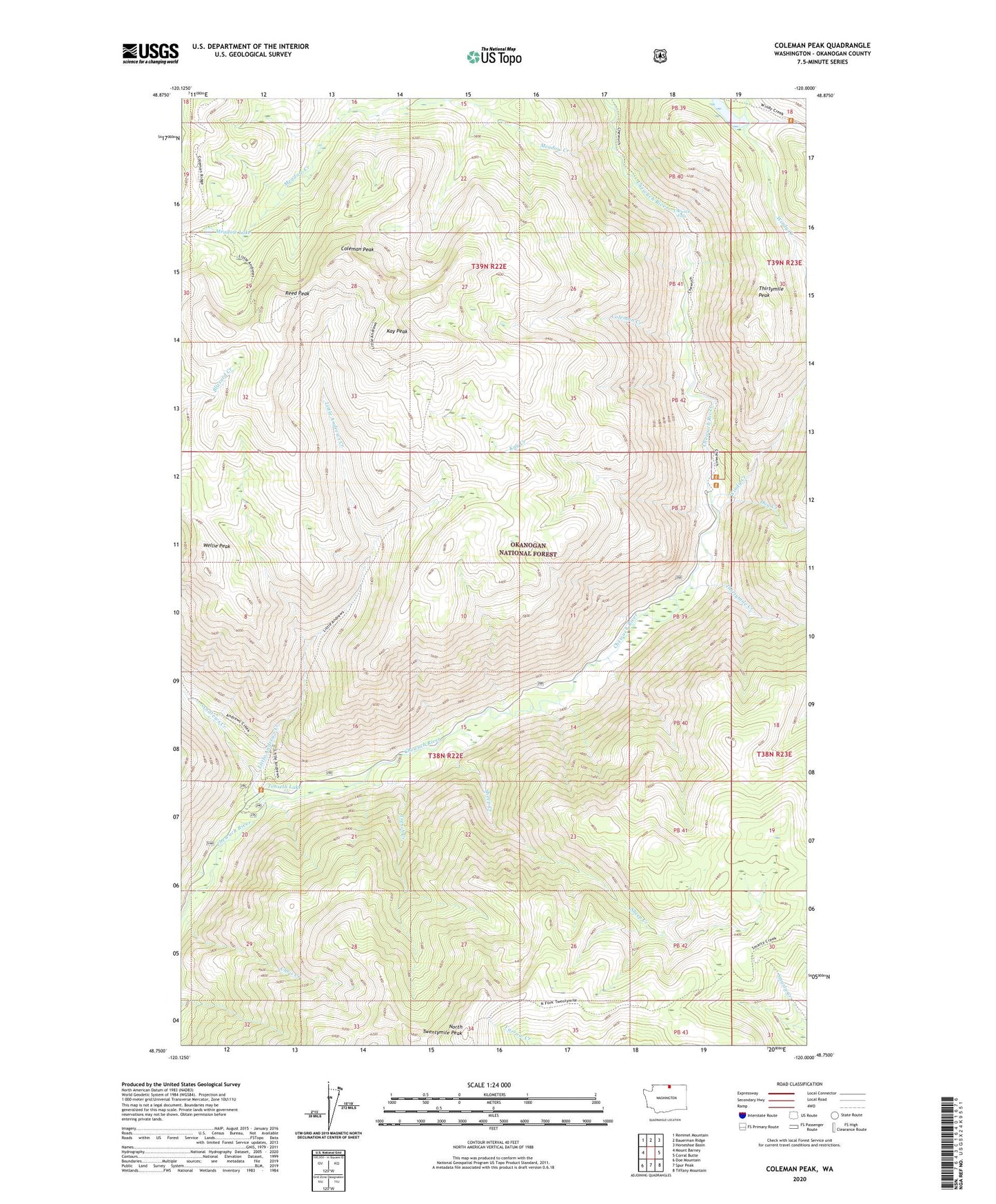 Coleman Peak Washington US Topo Map Image