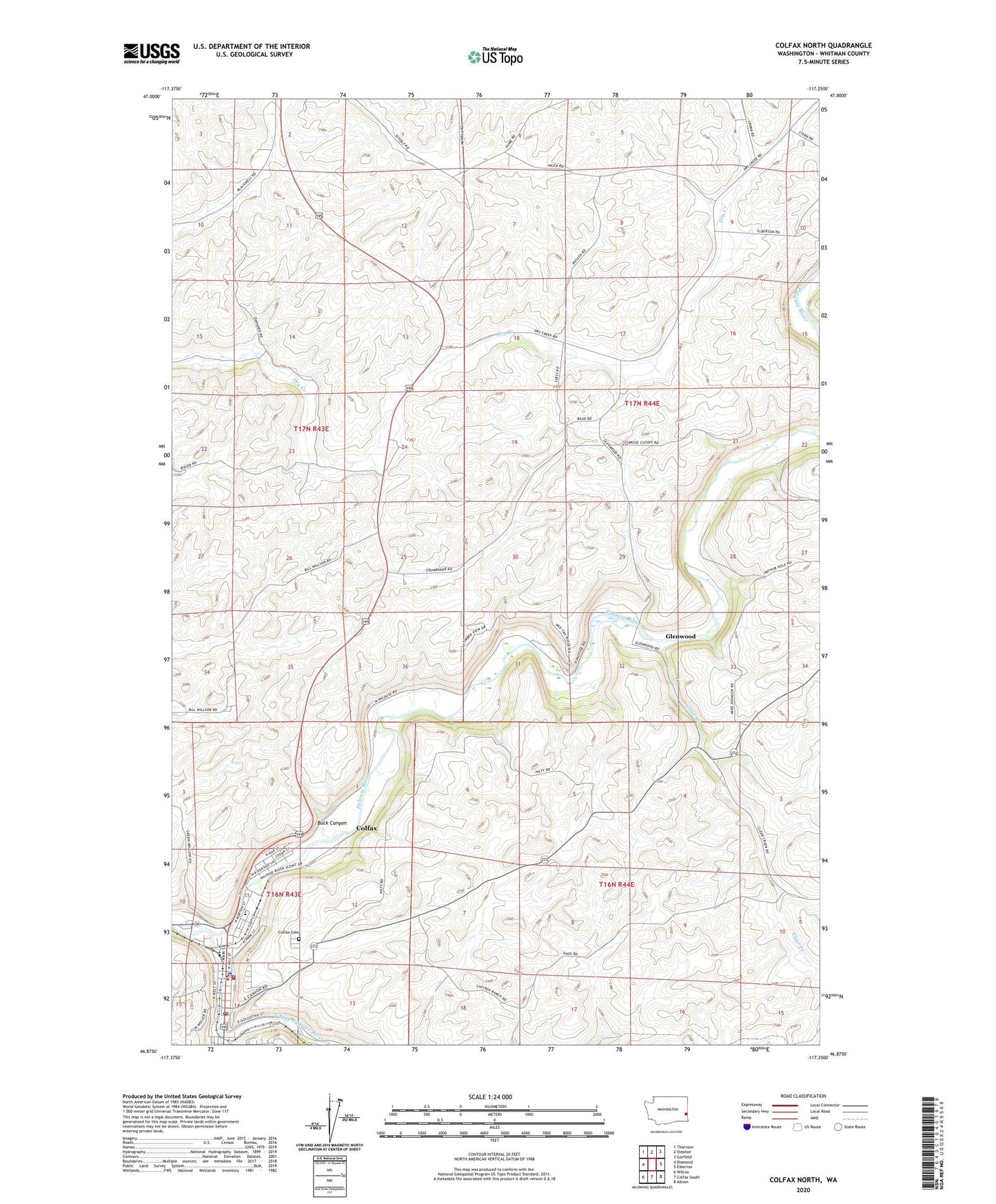 Colfax North Washington US Topo Map Image