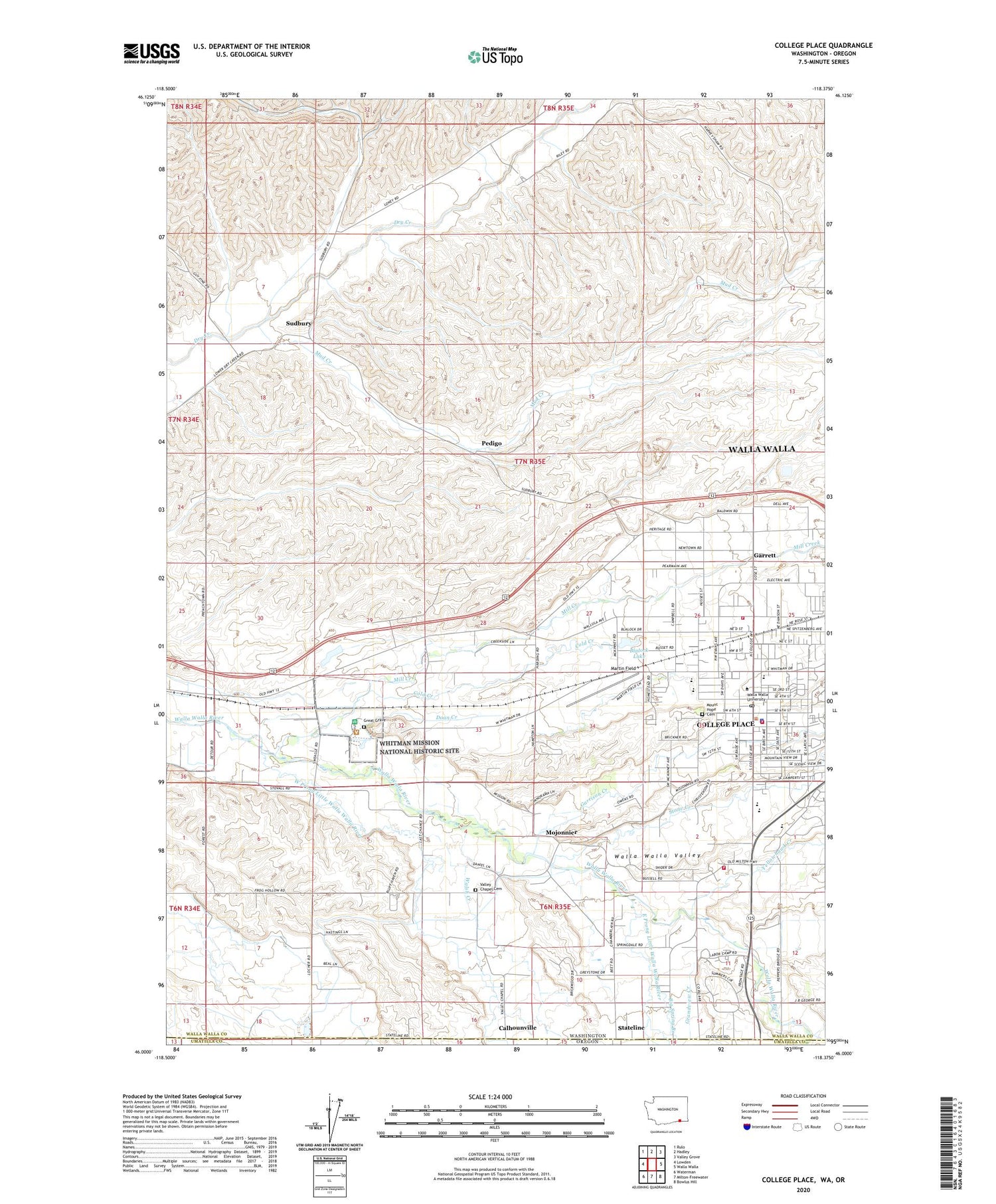 College Place Washington US Topo Map Image