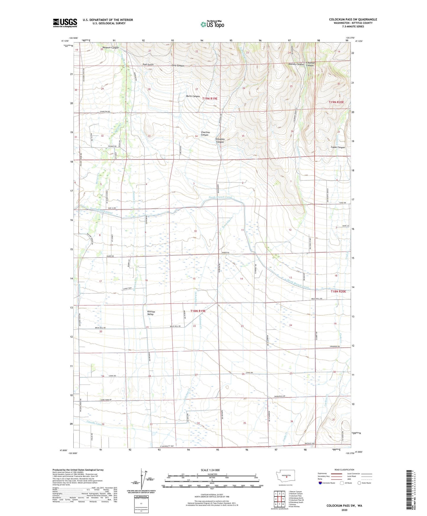Colockum Pass SW Washington US Topo Map Image
