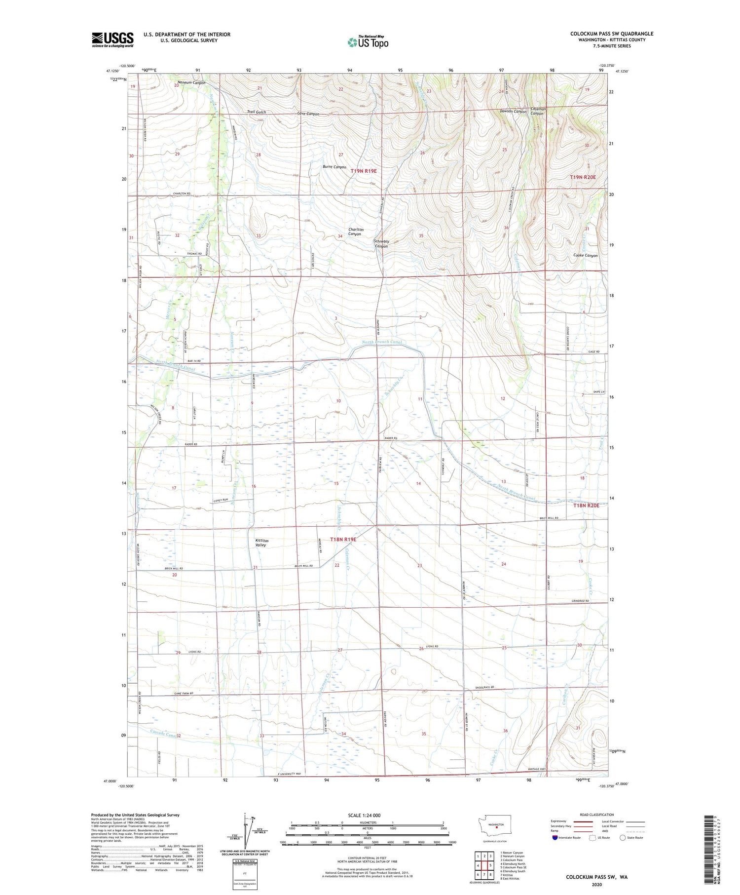 Colockum Pass SW Washington US Topo Map Image