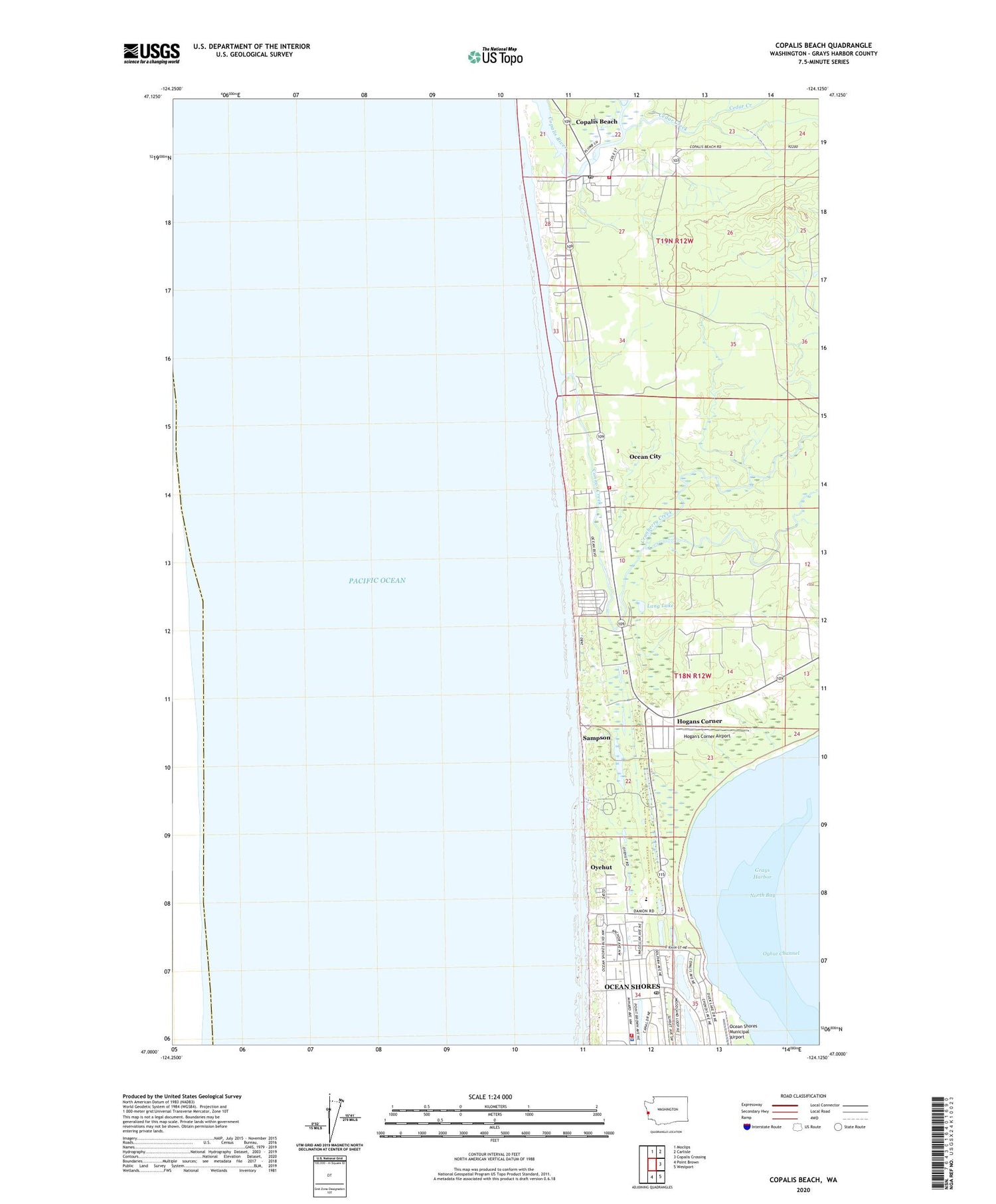 Copalis Beach Washington US Topo Map Image